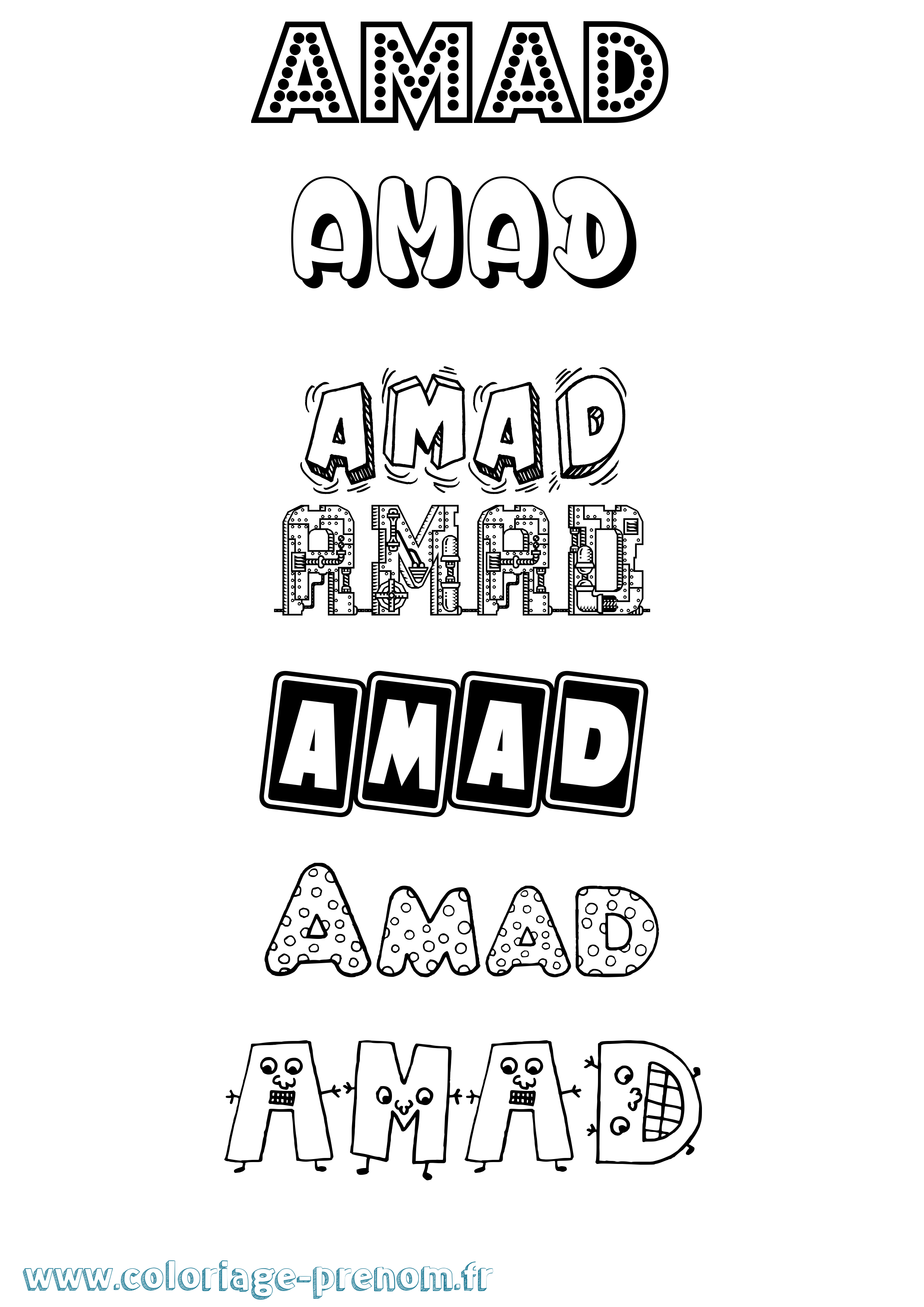 Coloriage Amad Fun Coloriage prénom Amad Fun
