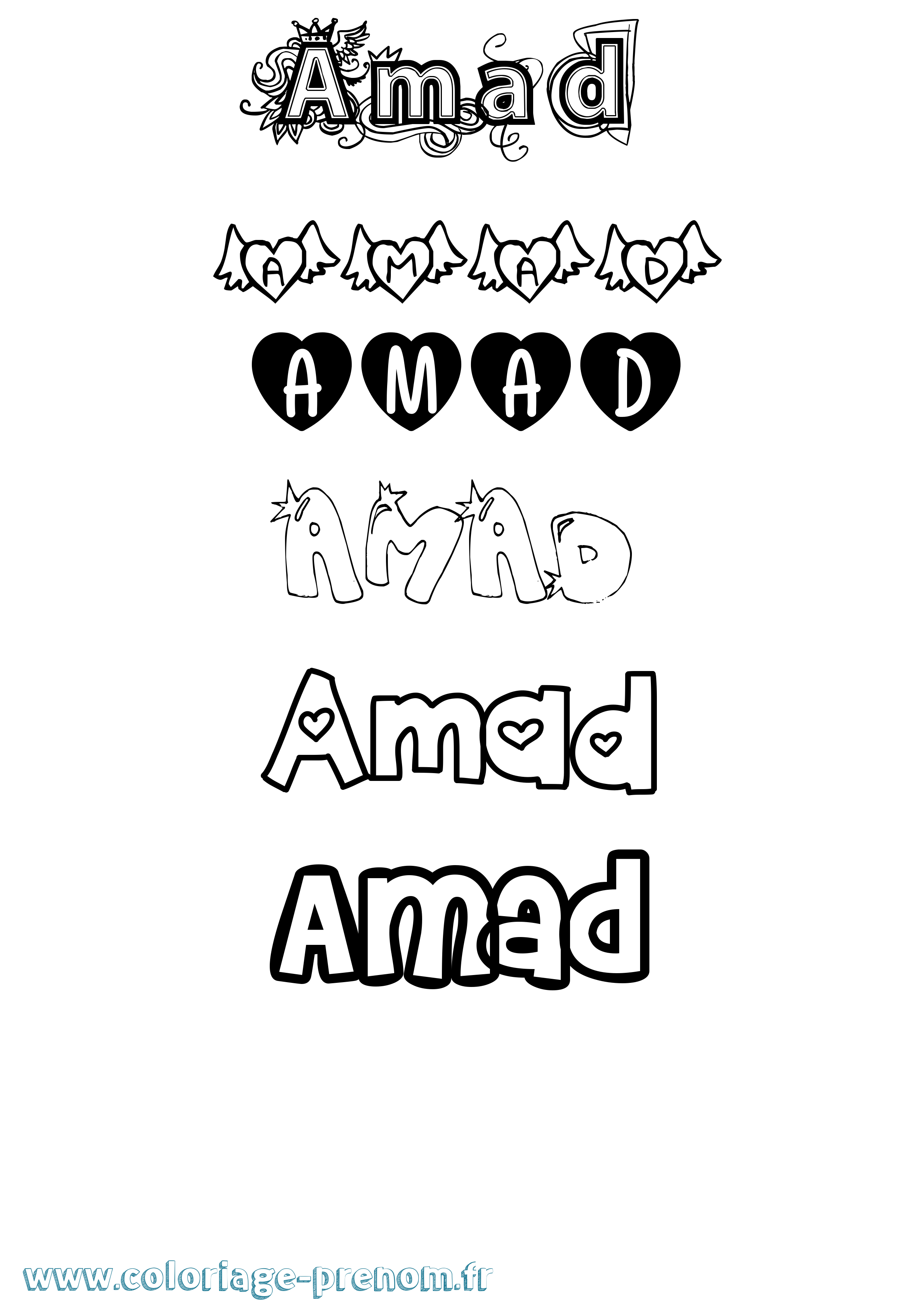 Coloriage Amad Girly Coloriage prénom Amad Girly