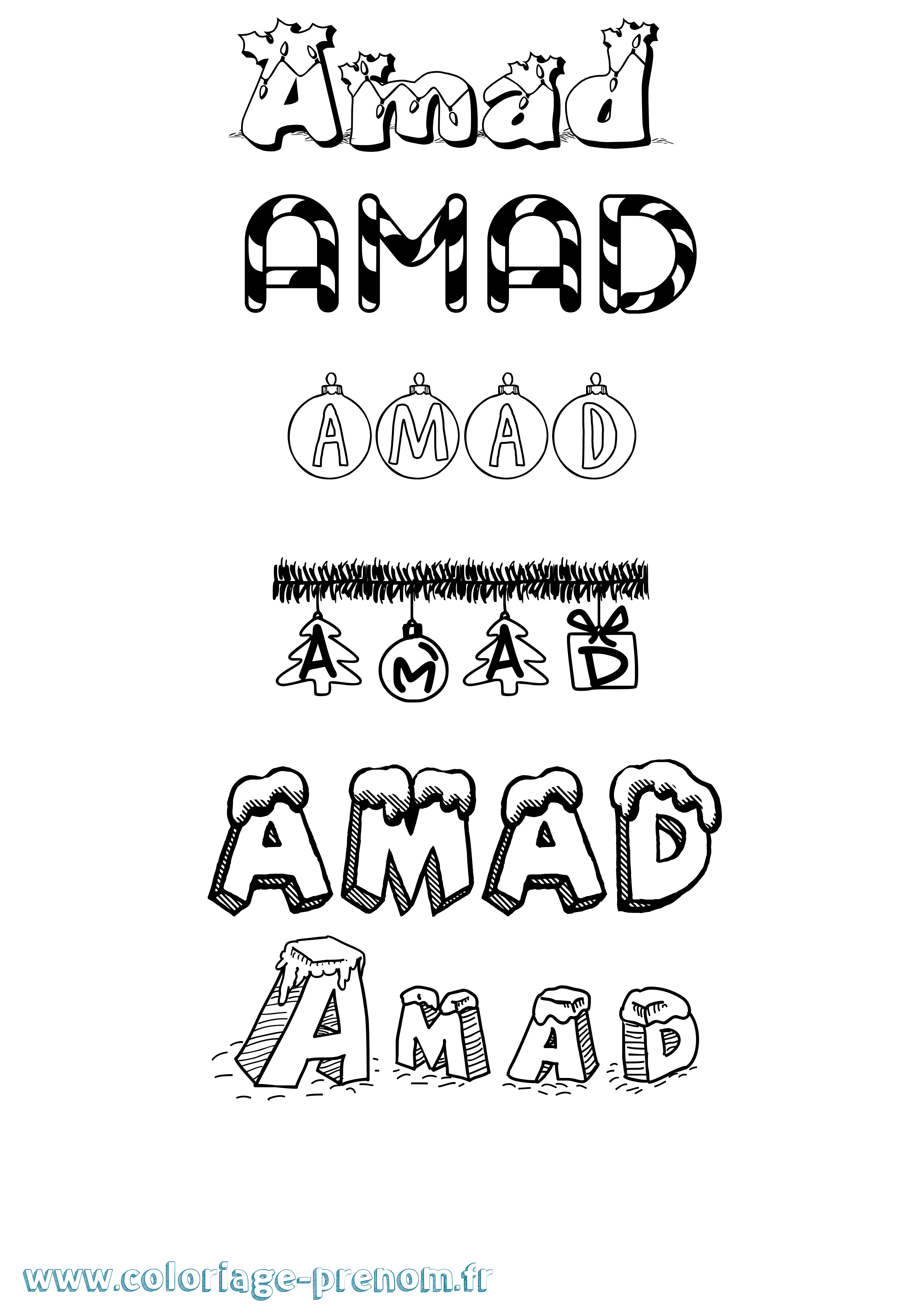 Coloriage Amad Noël Coloriage prénom Amad Noël