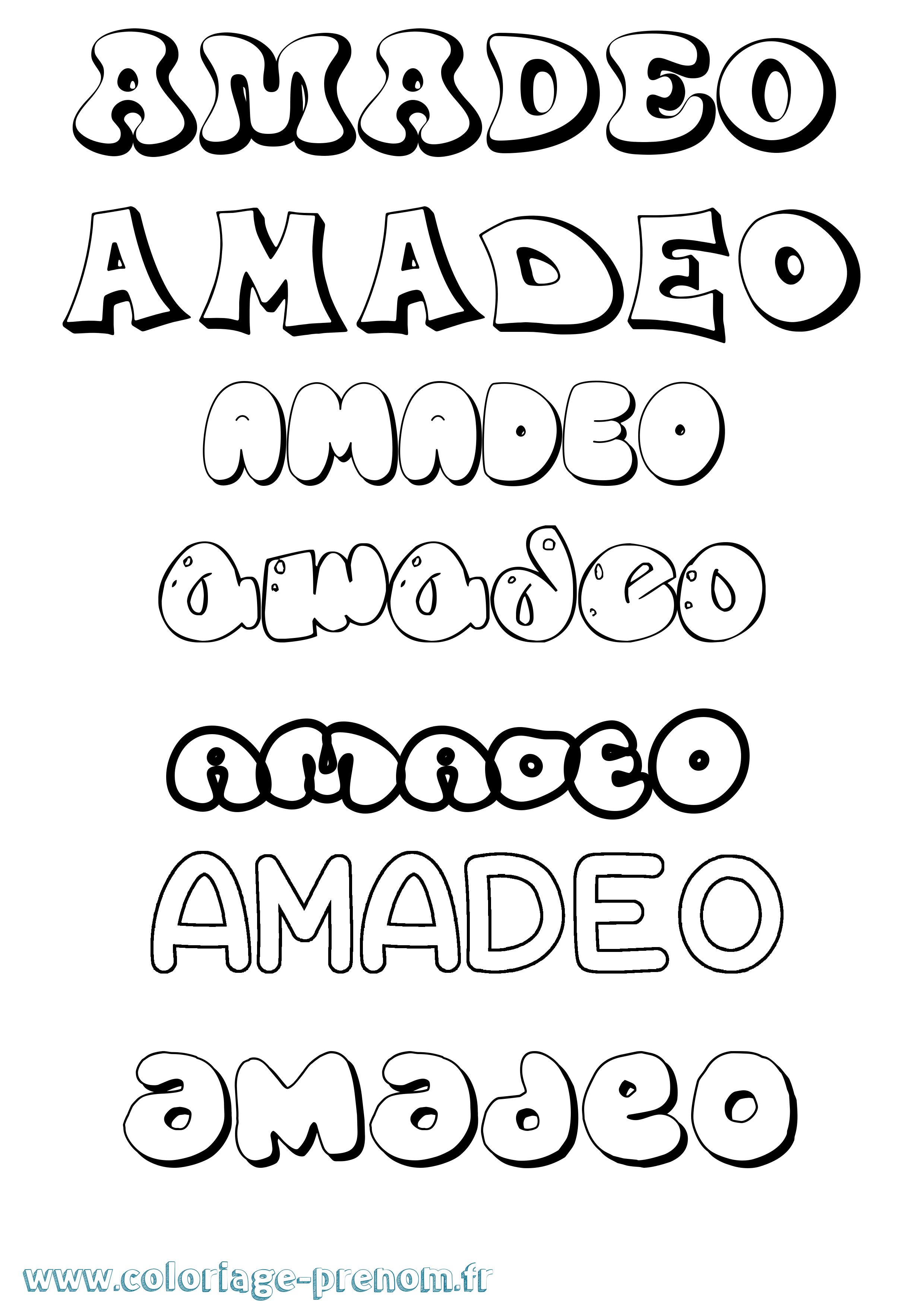 Coloriage prénom Amadeo Bubble