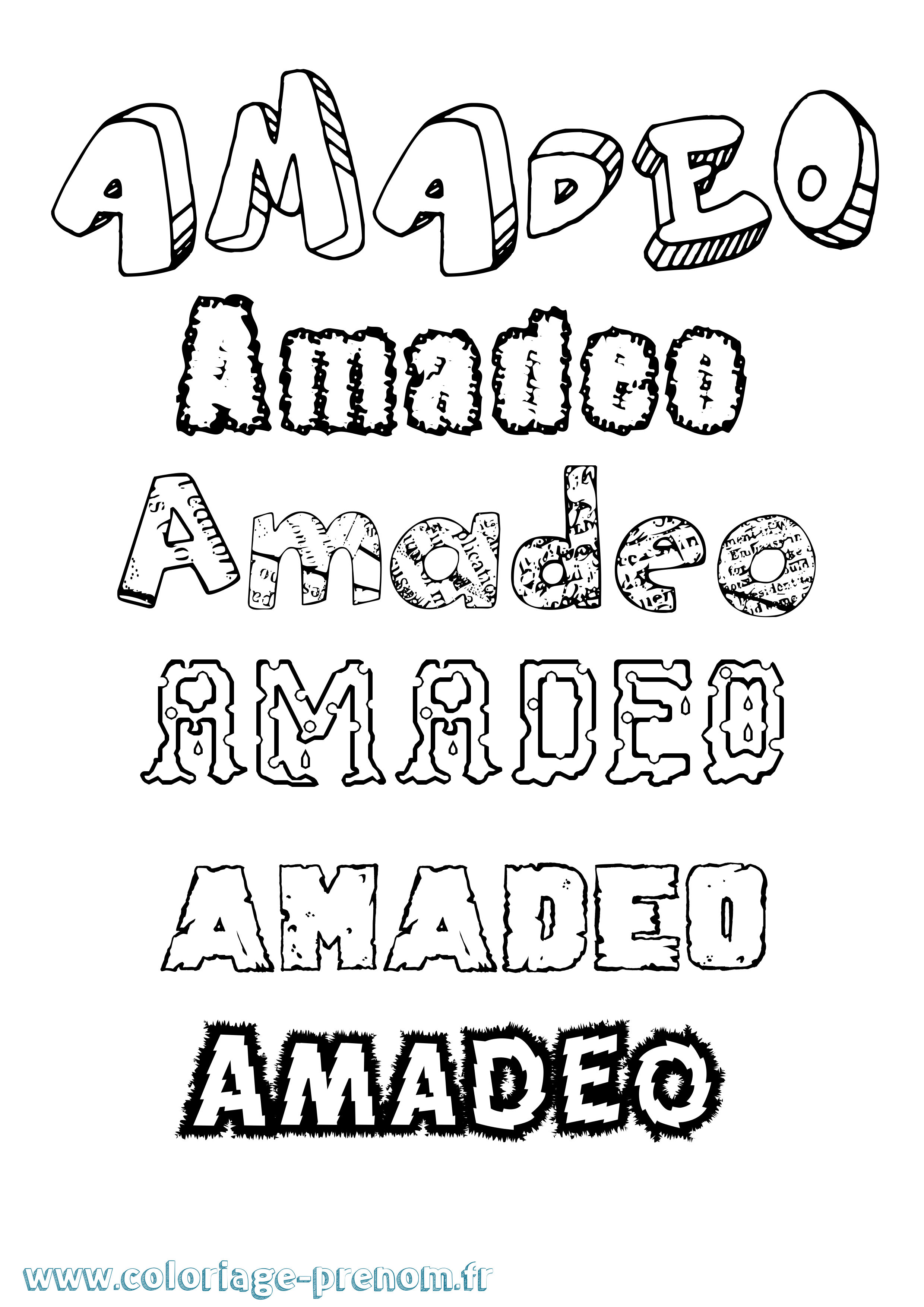 Coloriage Amadeo Destructuré Coloriage prénom Amadeo Destructuré