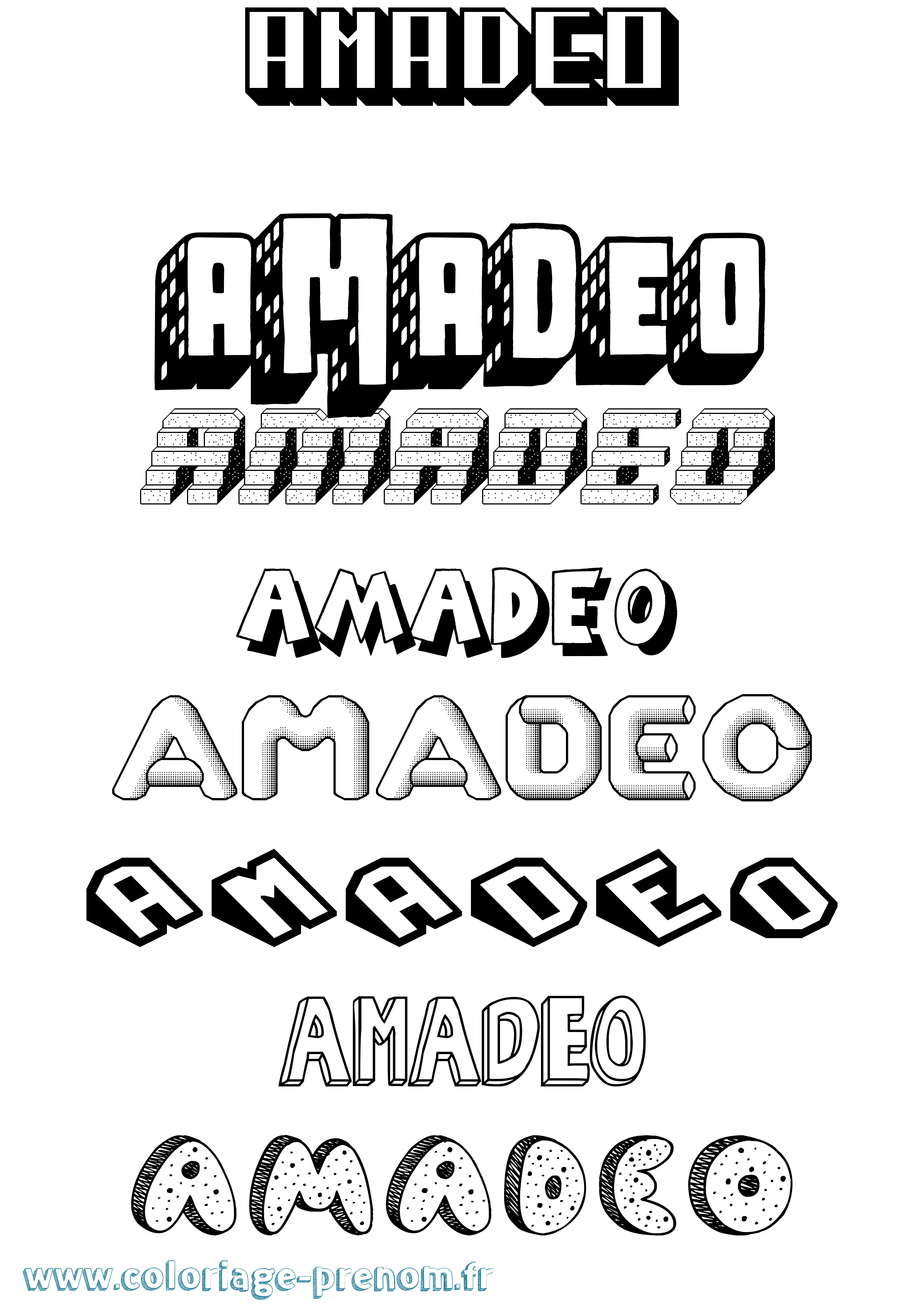 Coloriage Amadeo Effet 3D Coloriage prénom Amadeo Effet 3D