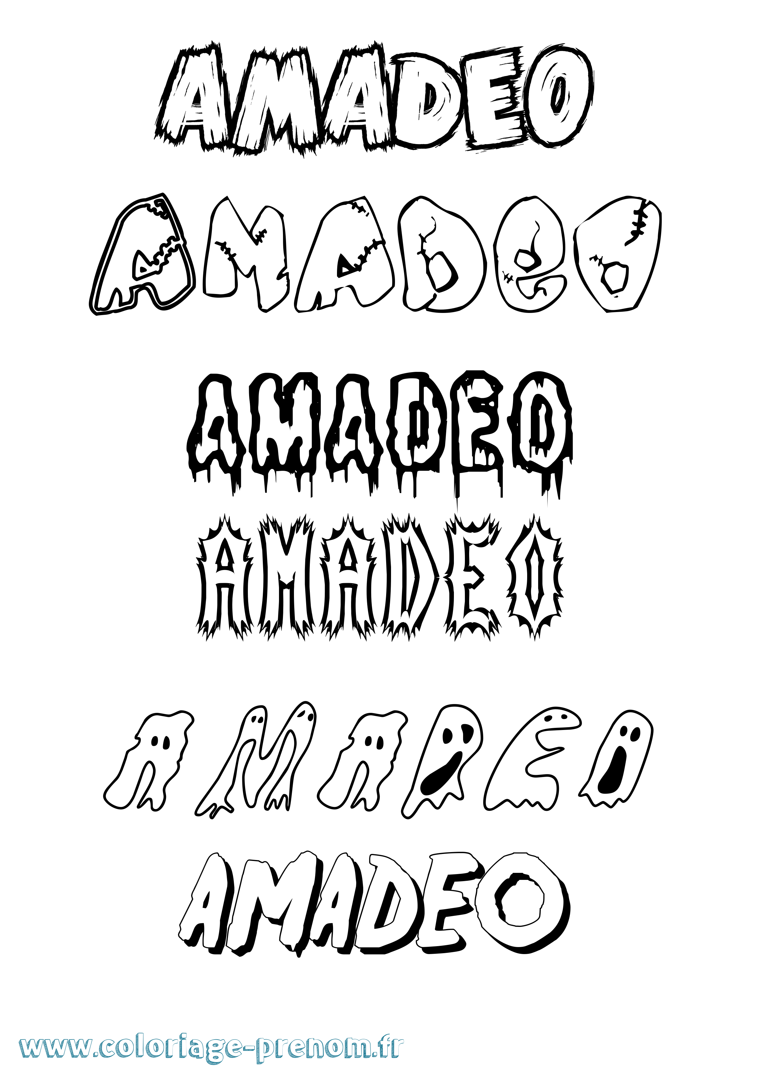 Coloriage Amadeo Frisson Coloriage prénom Amadeo Frisson