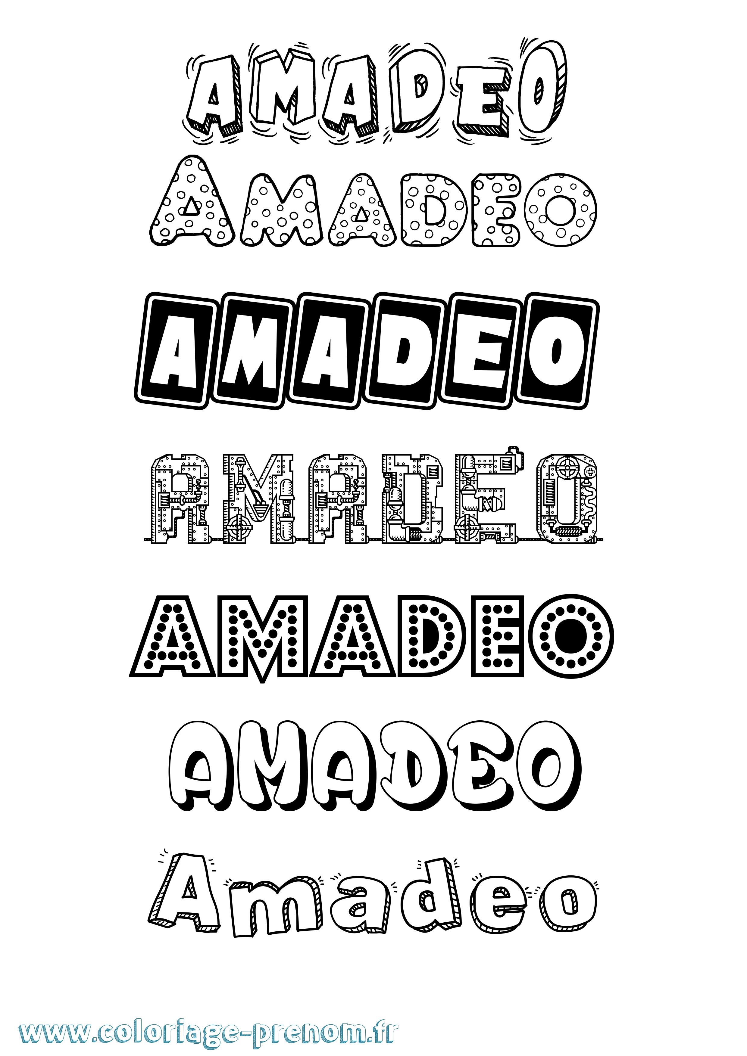 Coloriage prénom Amadeo Fun