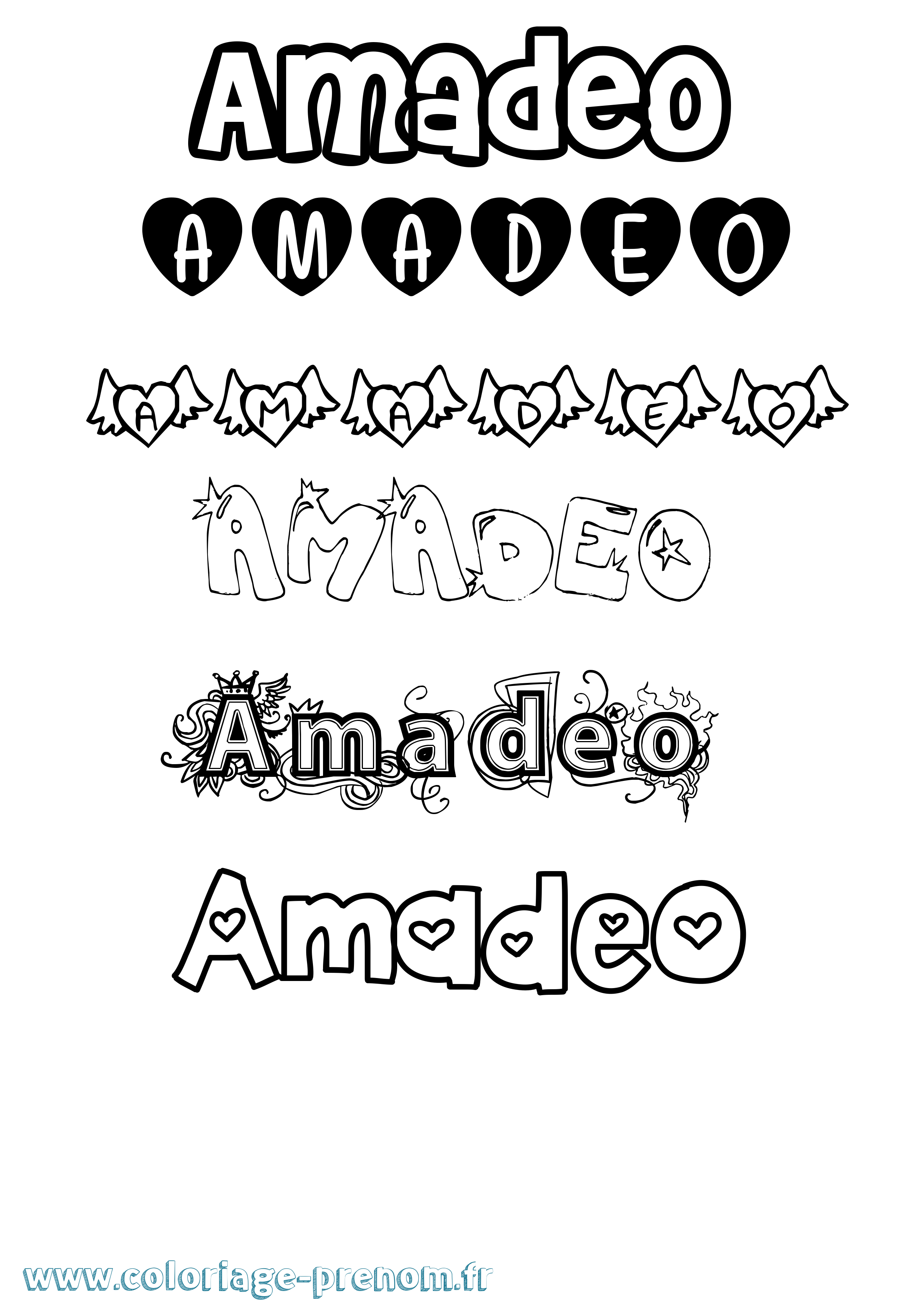 Coloriage prénom Amadeo Girly