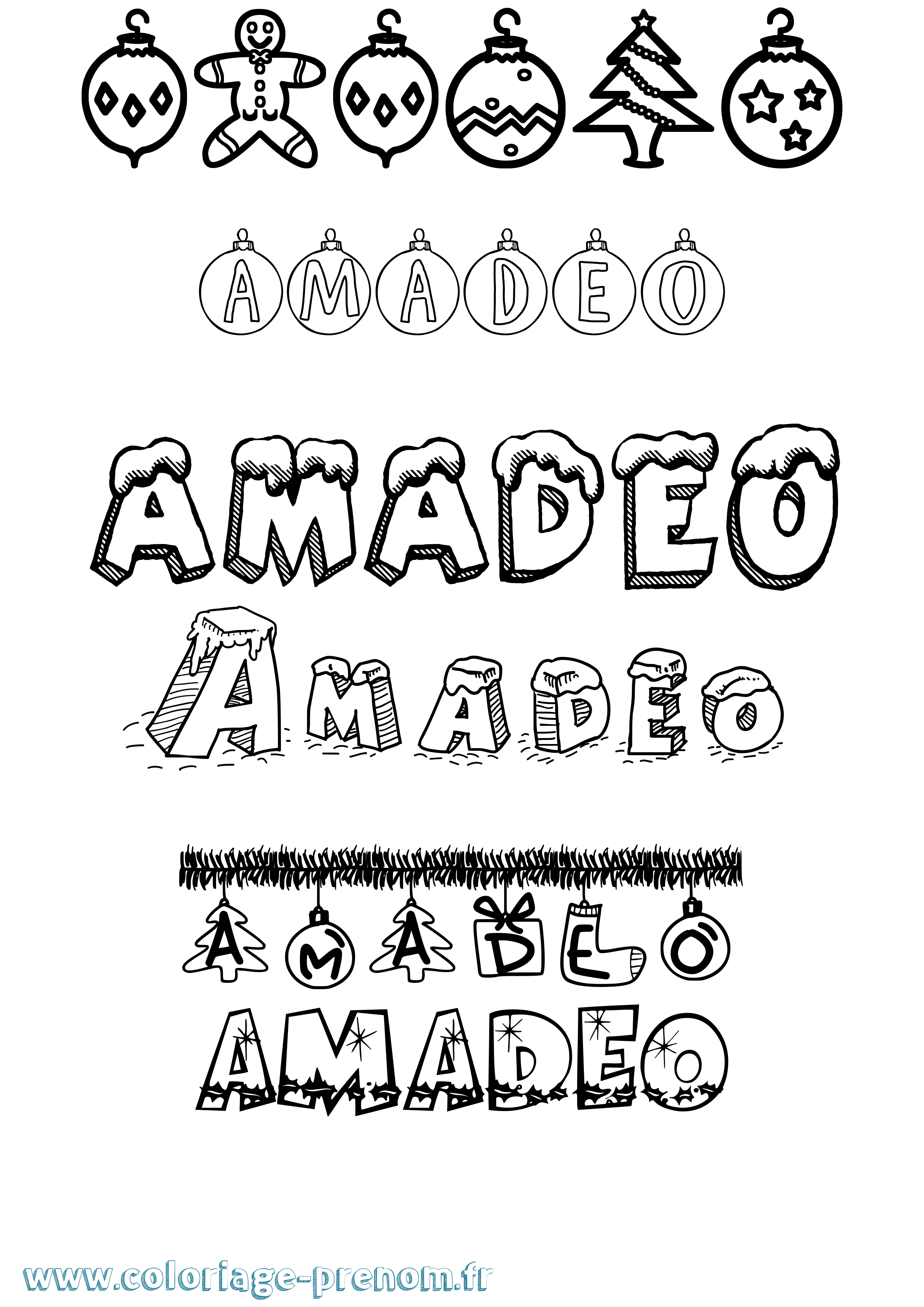 Coloriage Amadeo Noël Coloriage prénom Amadeo Noël