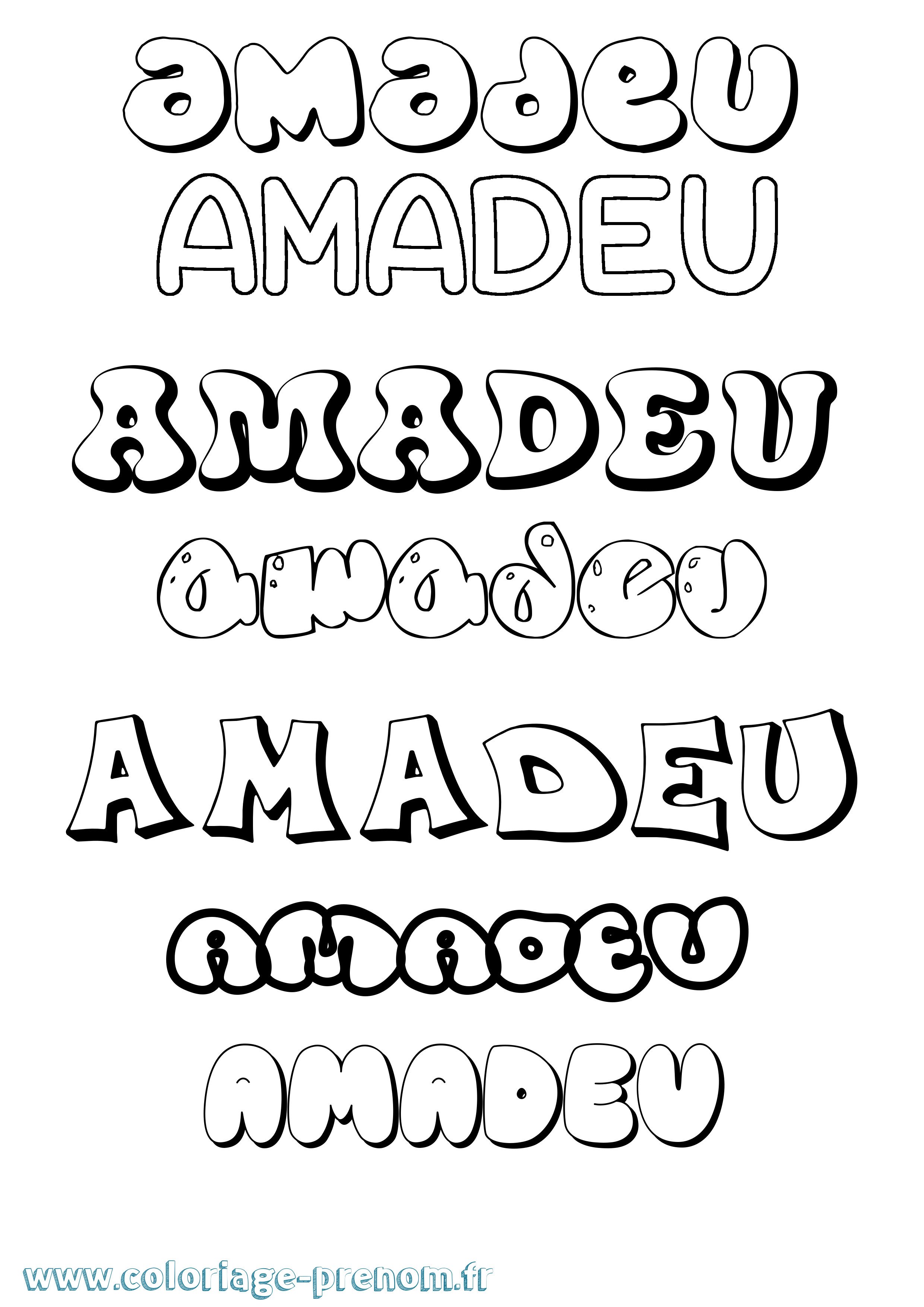 Coloriage prénom Amadeu Bubble
