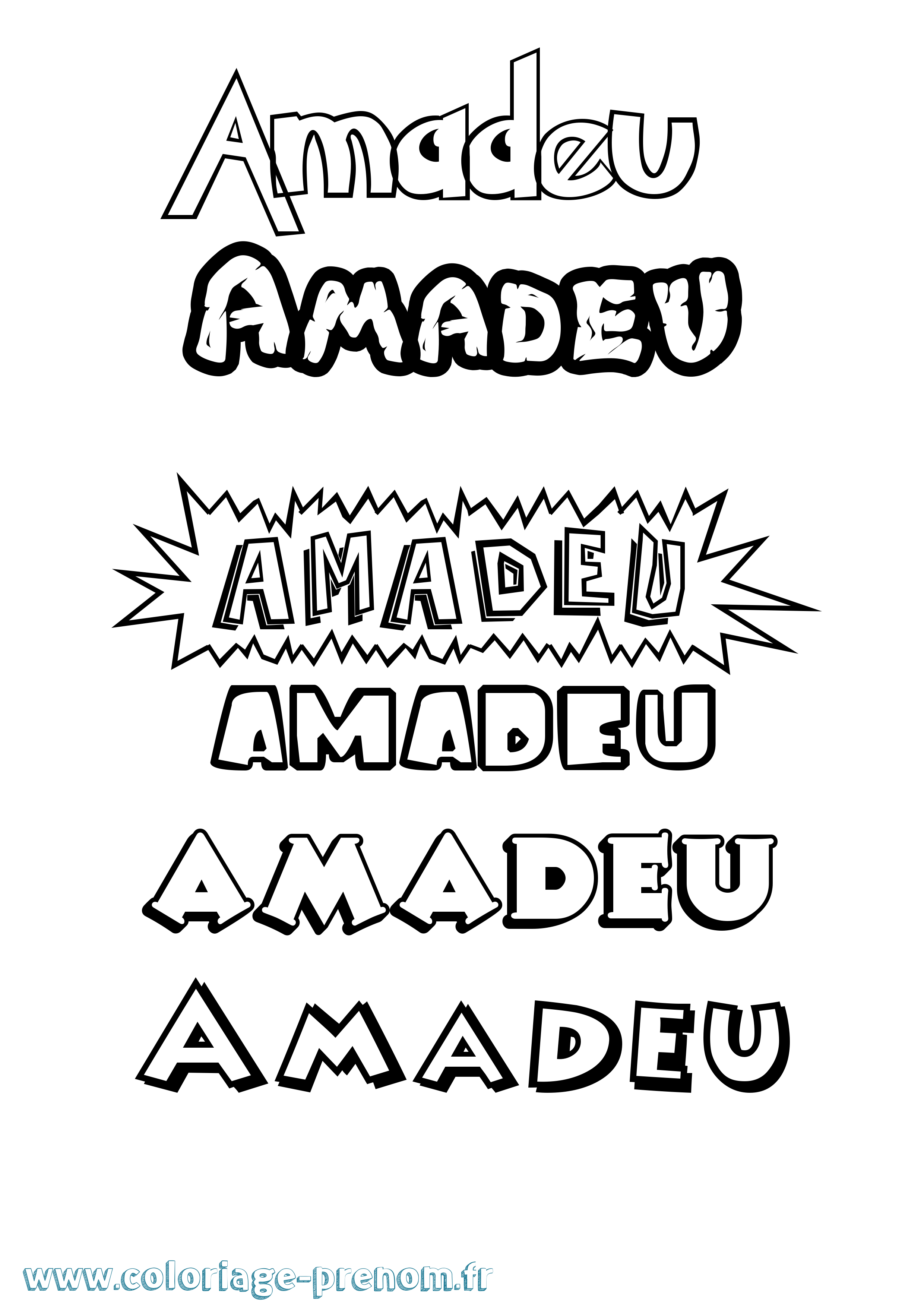 Coloriage prénom Amadeu Dessin Animé