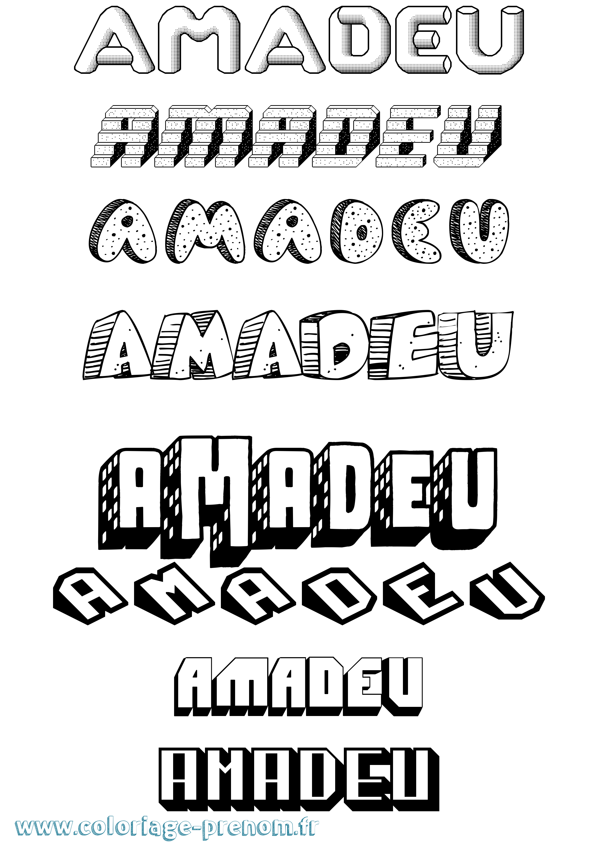 Coloriage prénom Amadeu Effet 3D