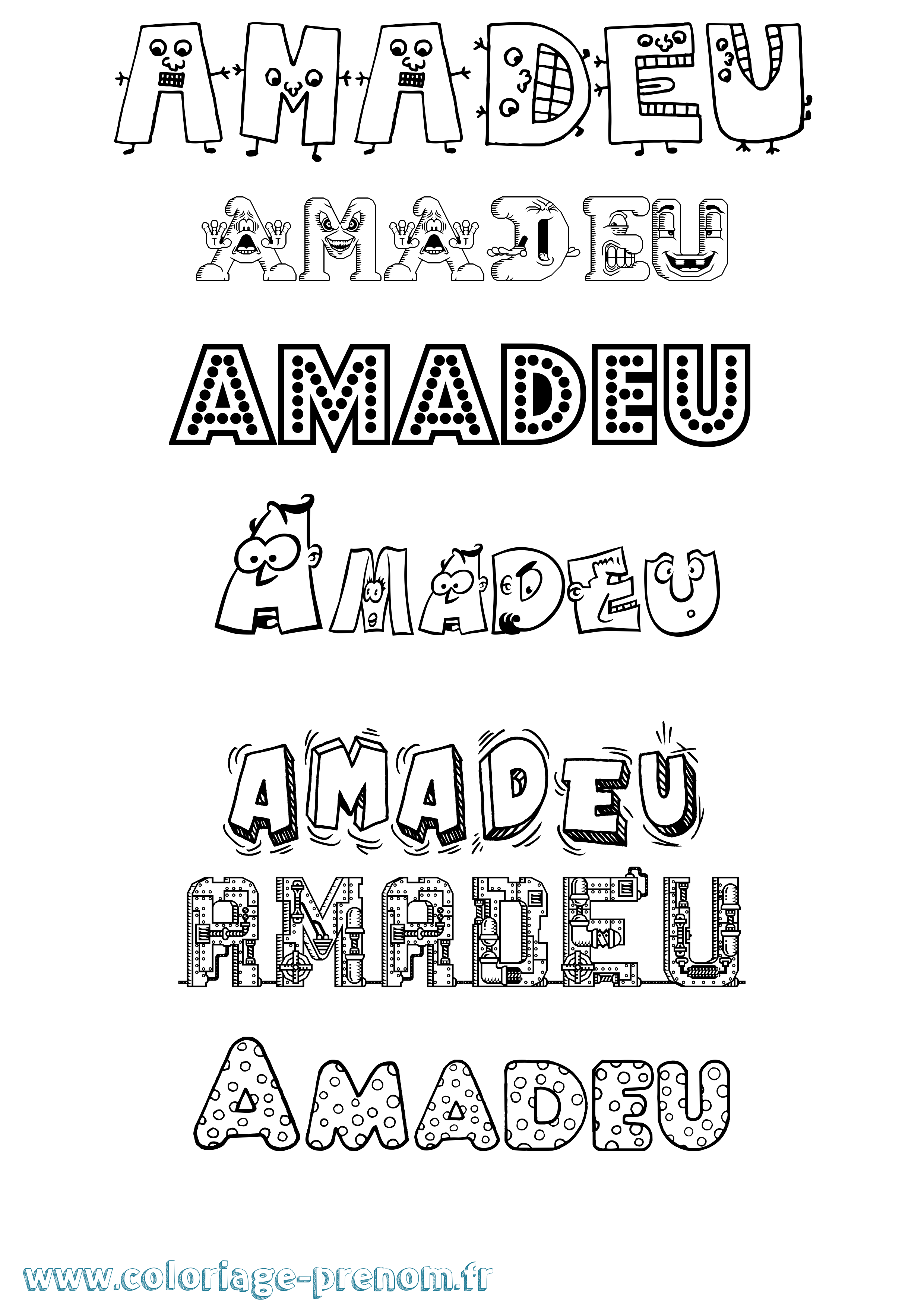 Coloriage prénom Amadeu Fun