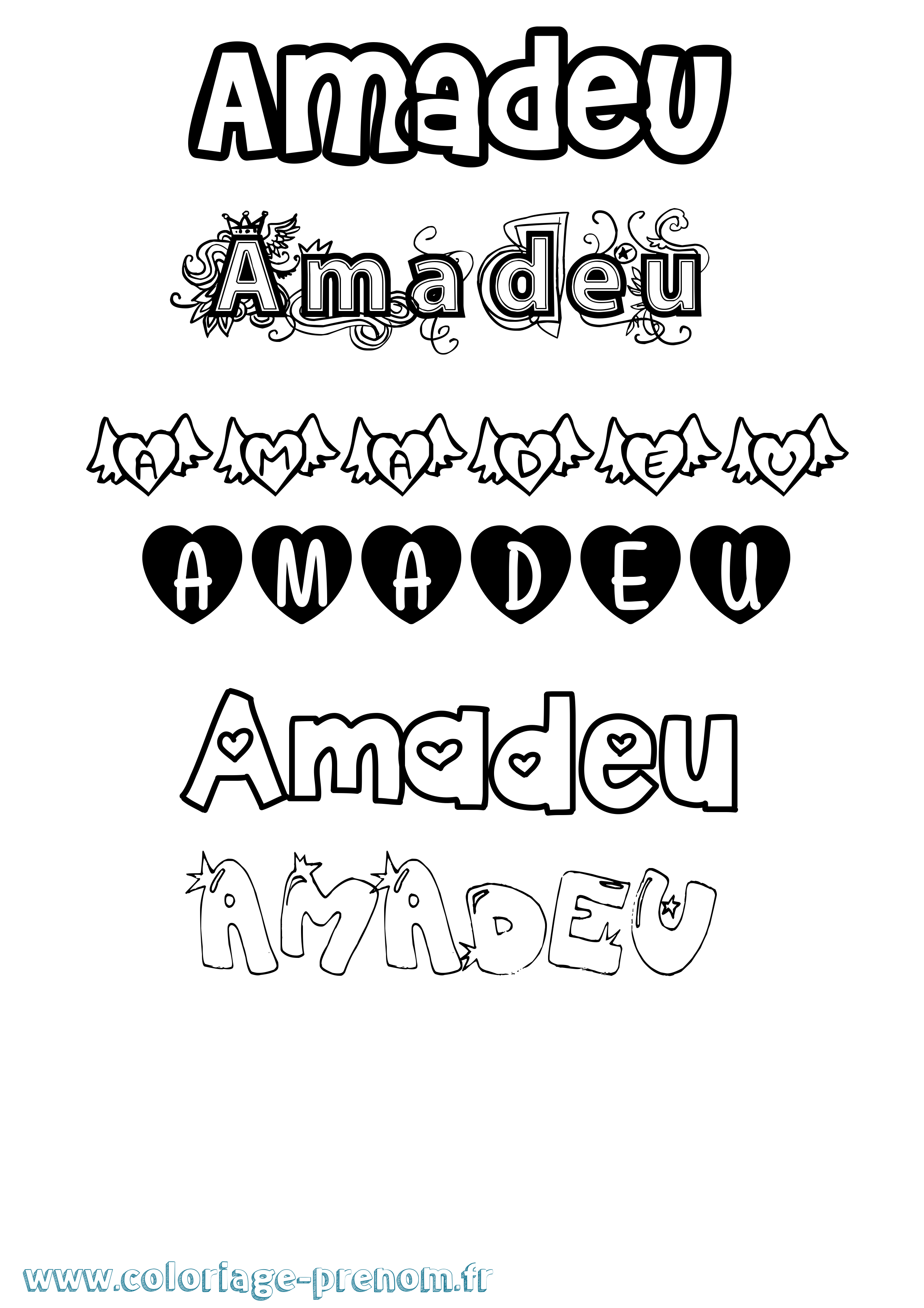 Coloriage prénom Amadeu Girly