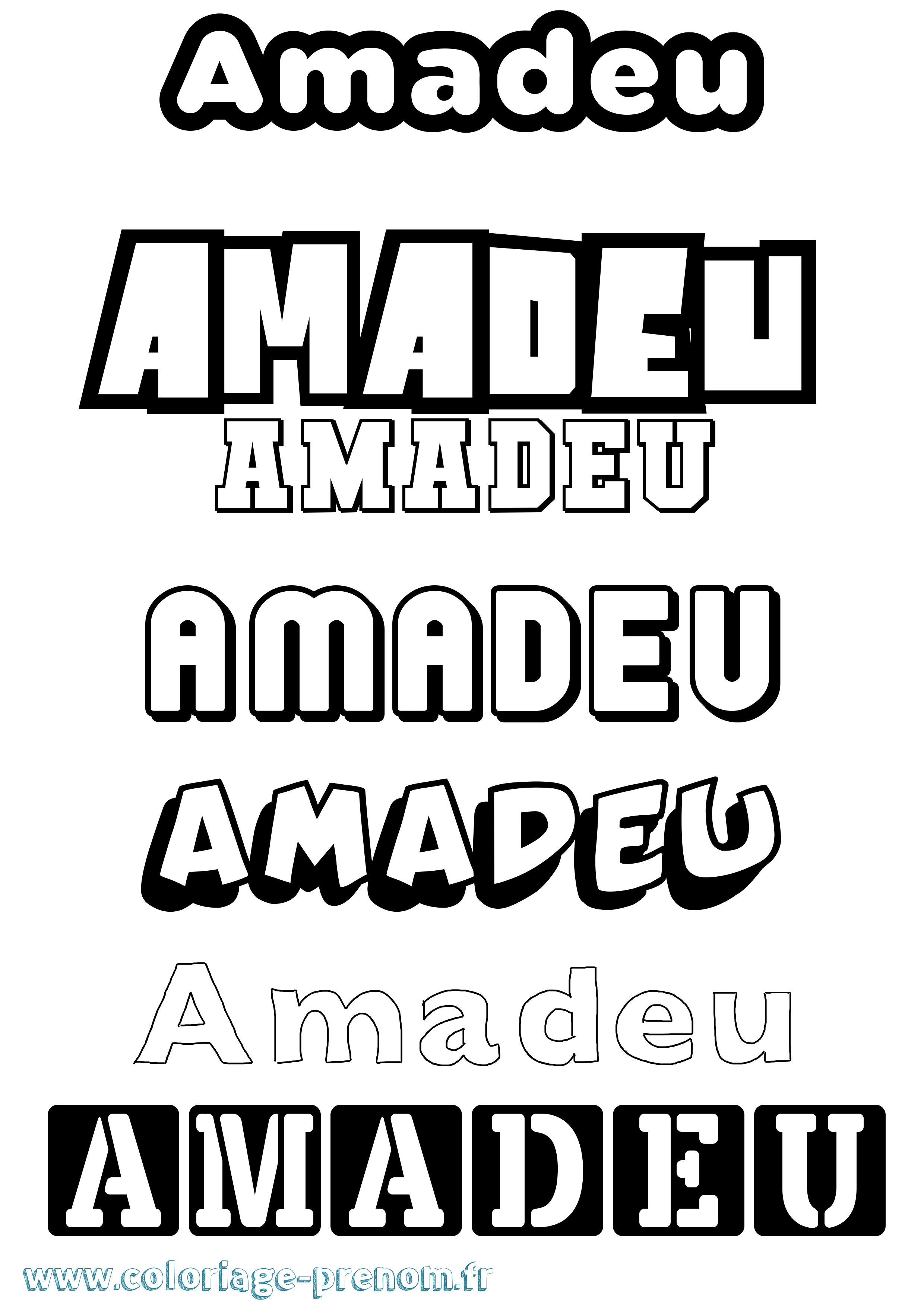 Coloriage prénom Amadeu Simple