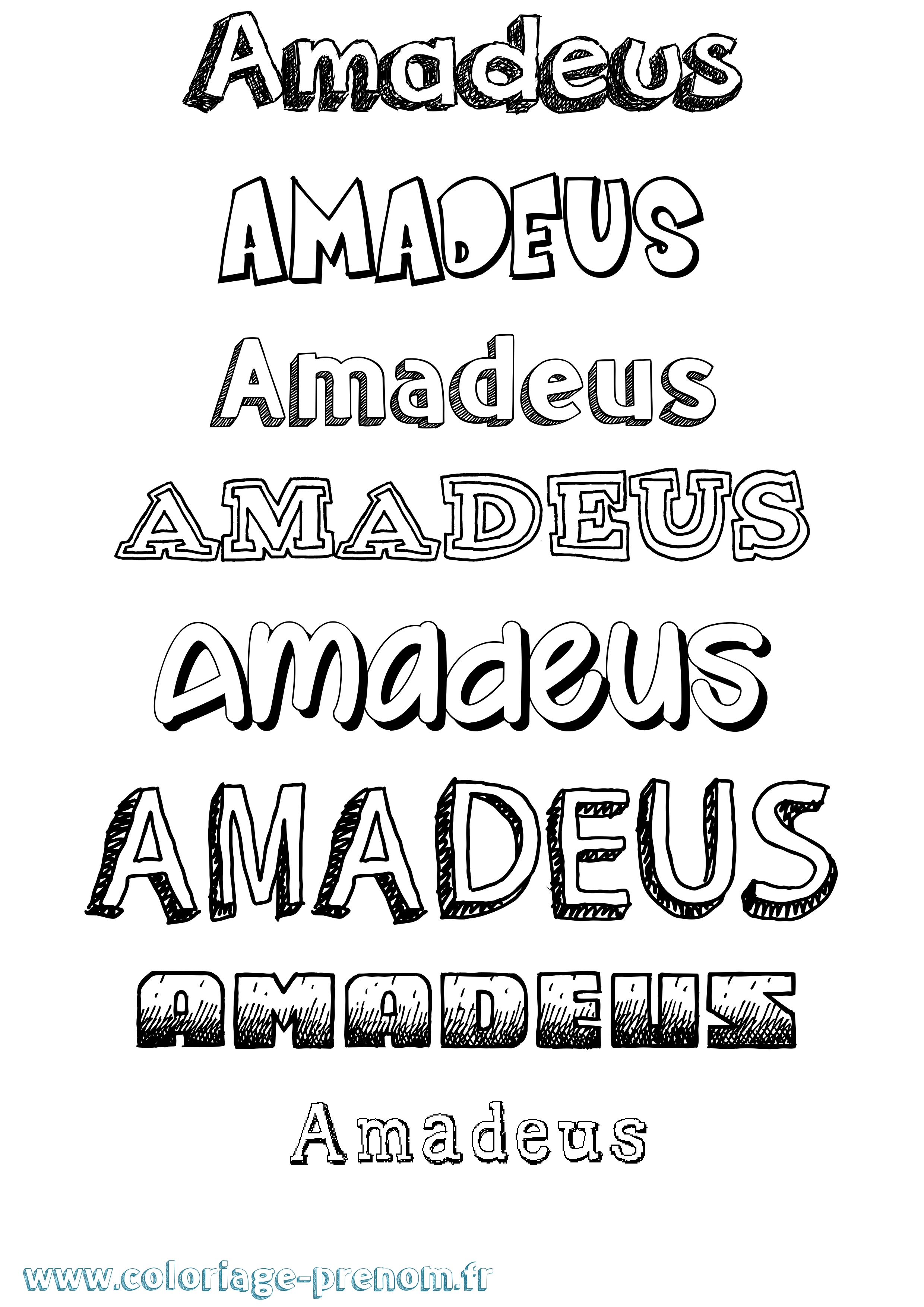 Coloriage prénom Amadeus Dessiné