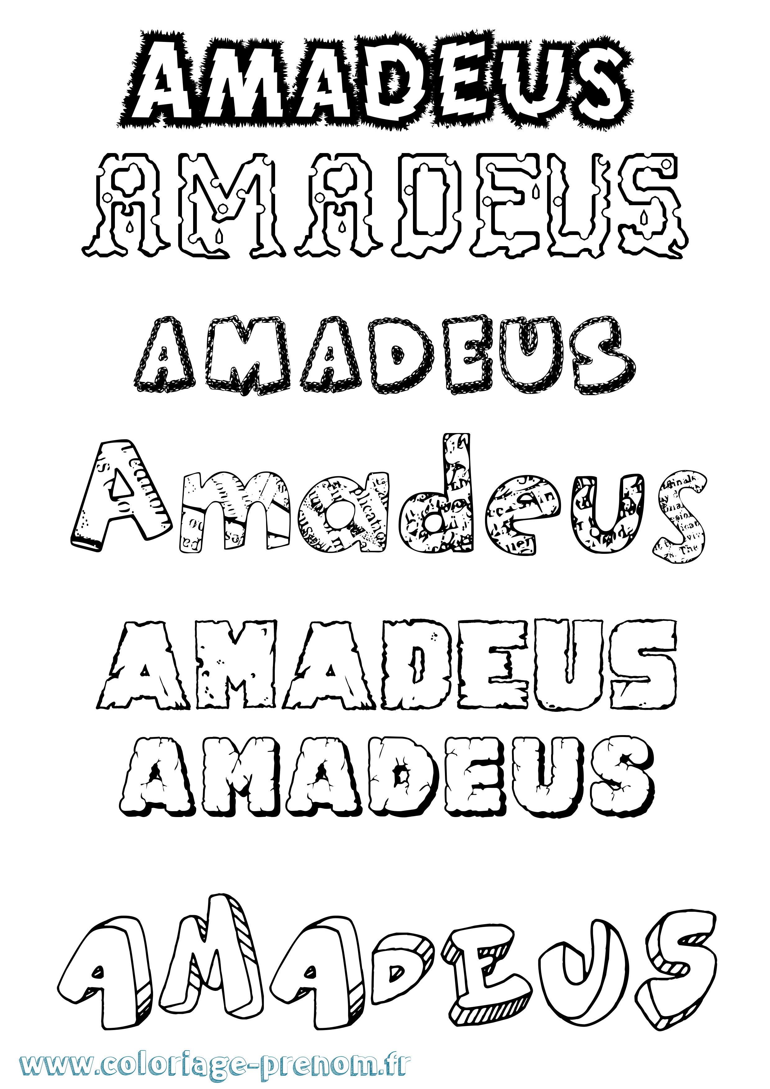 Coloriage prénom Amadeus Destructuré