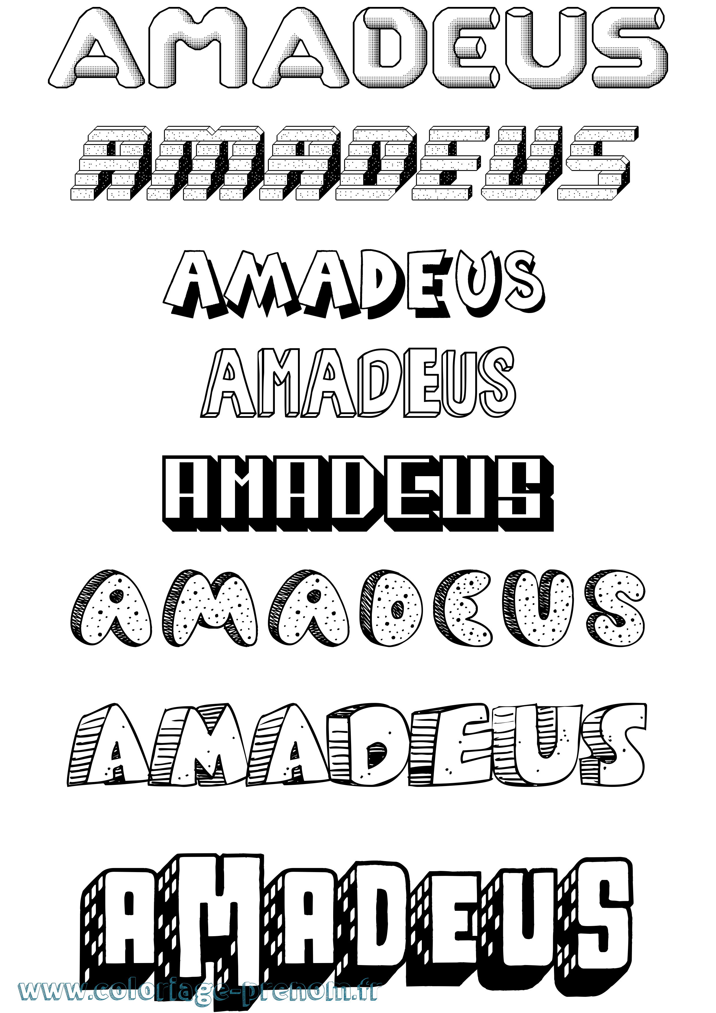 Coloriage prénom Amadeus Effet 3D