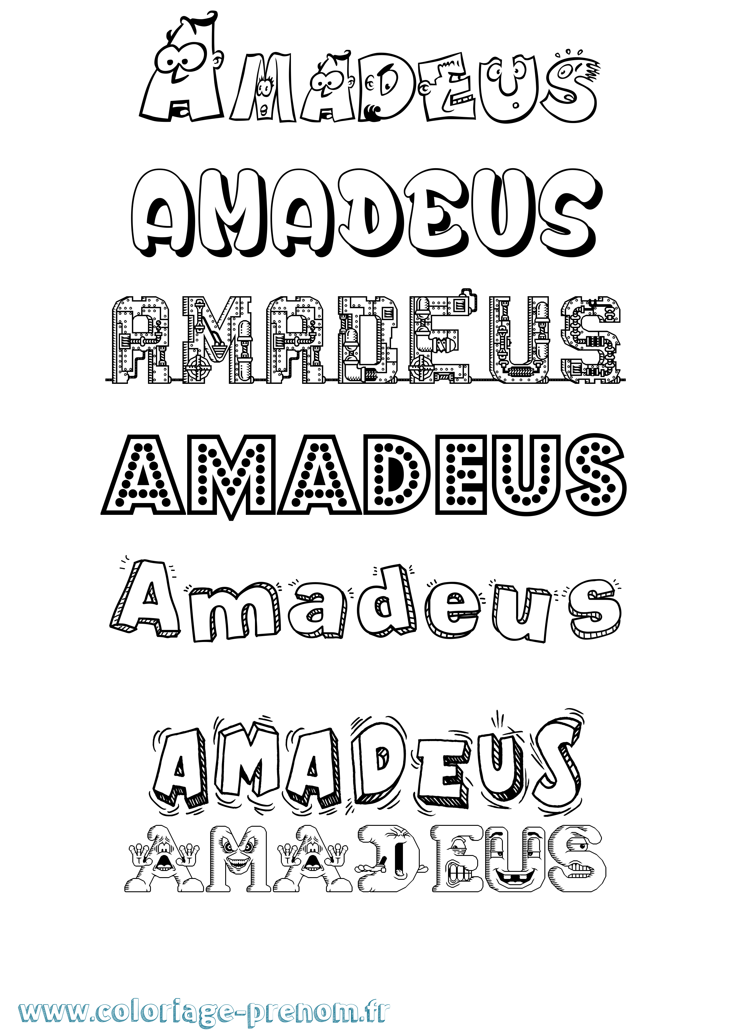 Coloriage prénom Amadeus Fun
