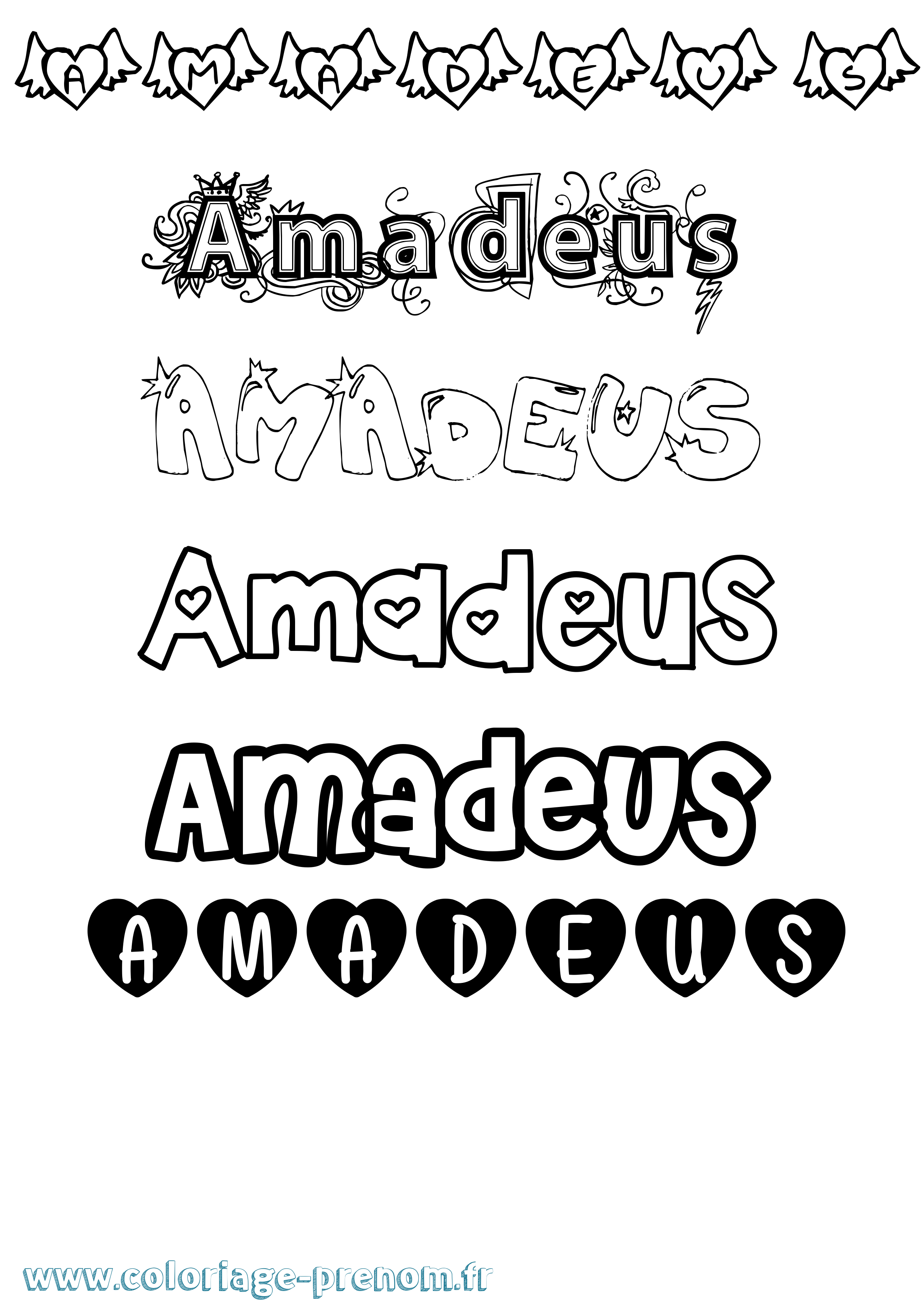 Coloriage prénom Amadeus Girly