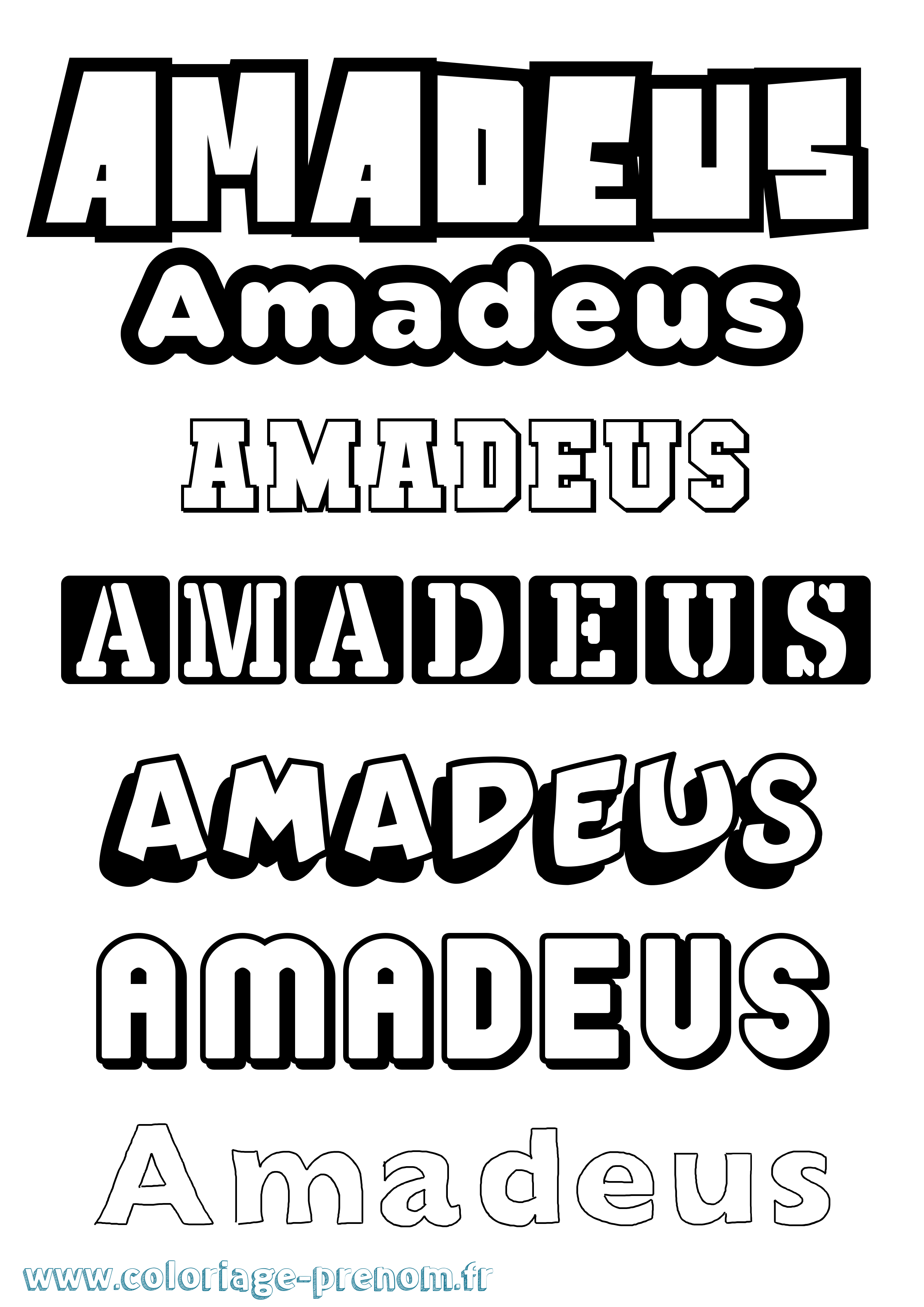 Coloriage prénom Amadeus Simple