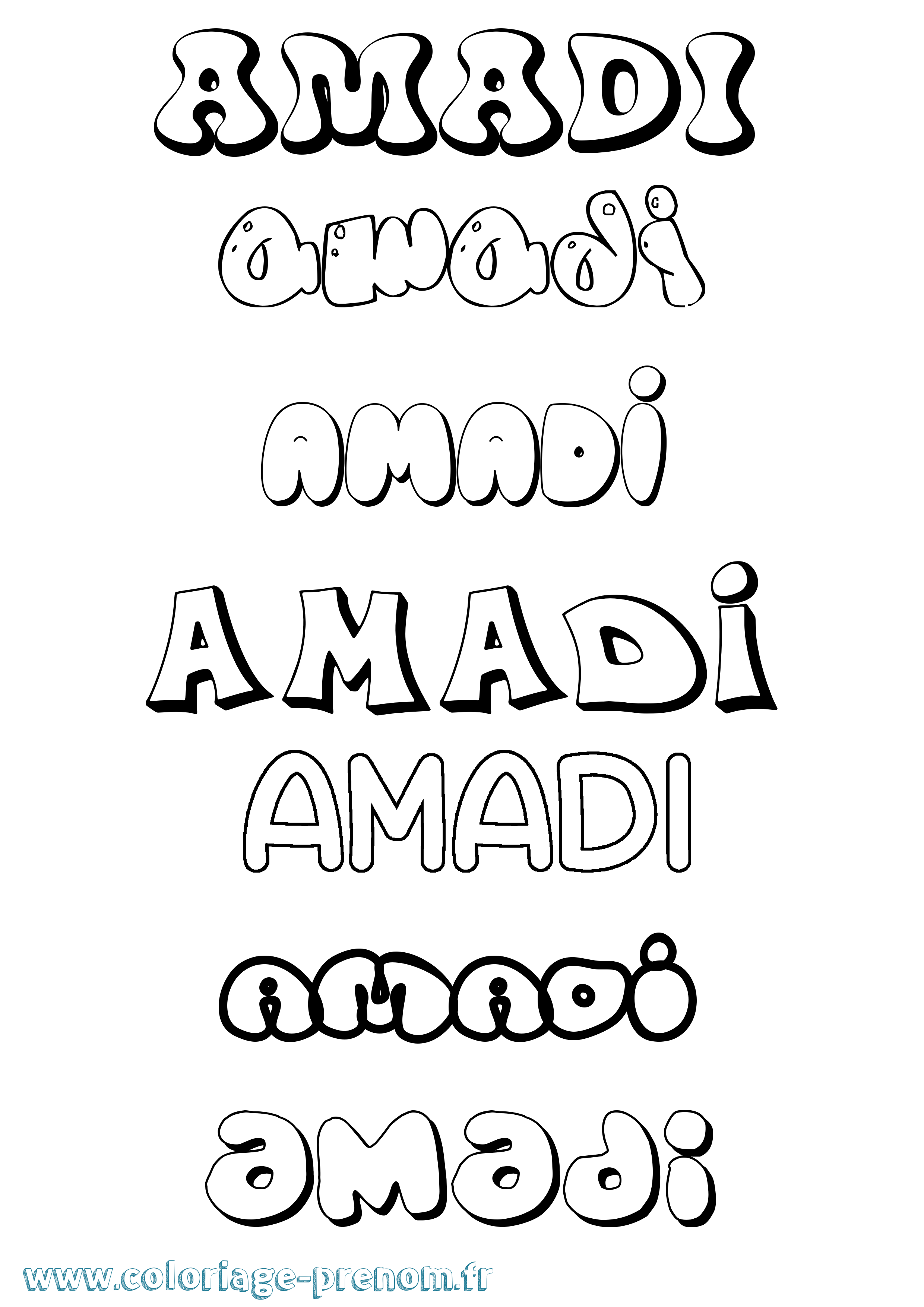 Coloriage prénom Amadi Bubble