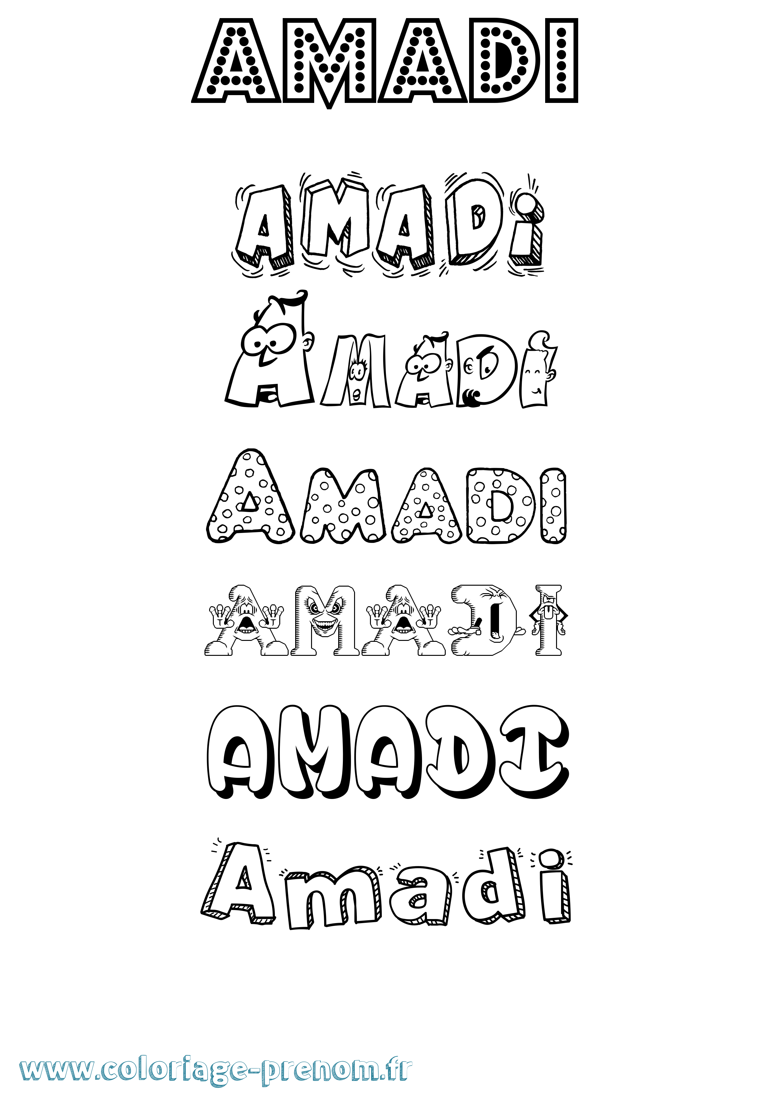 Coloriage prénom Amadi Fun
