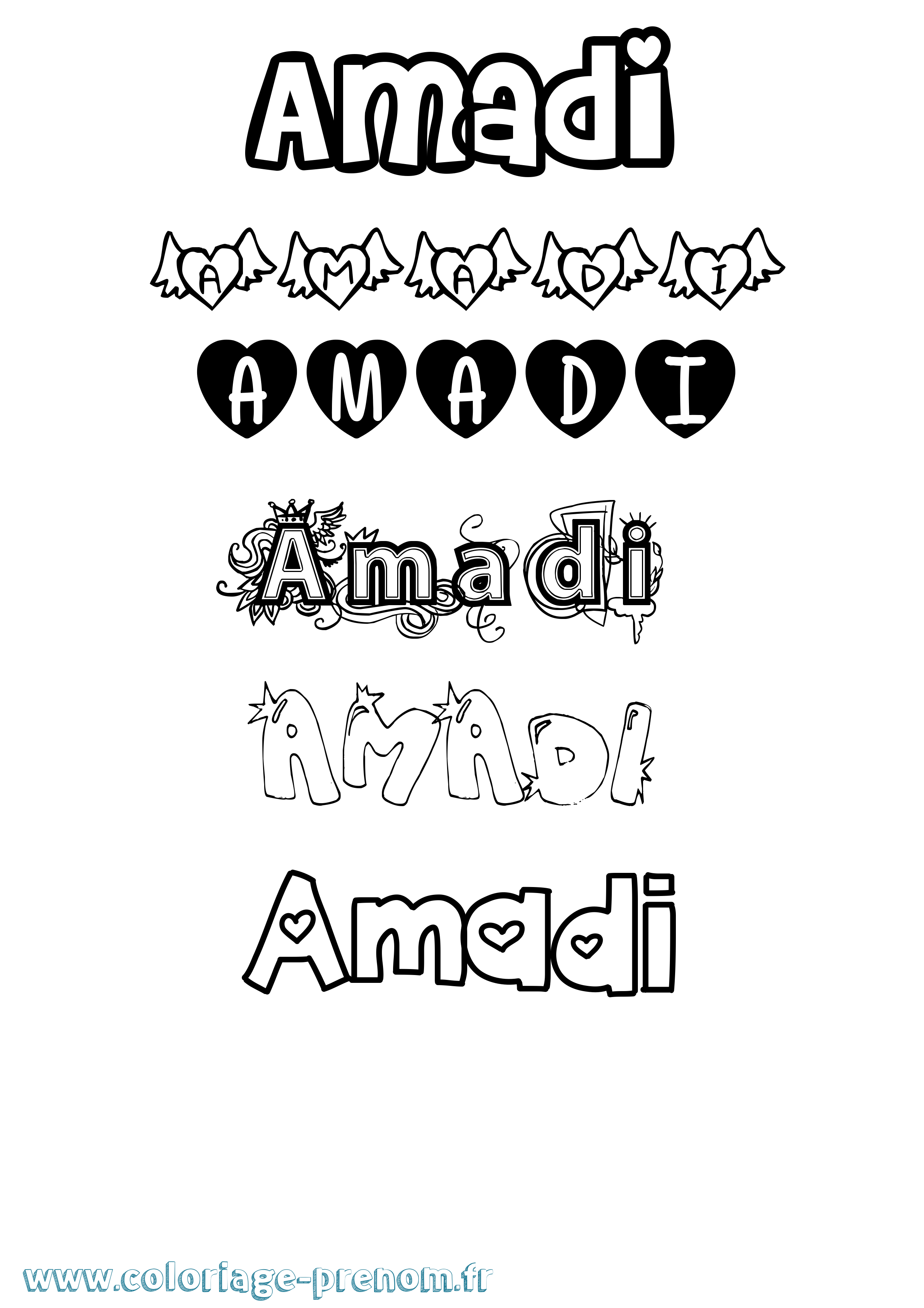 Coloriage prénom Amadi Girly