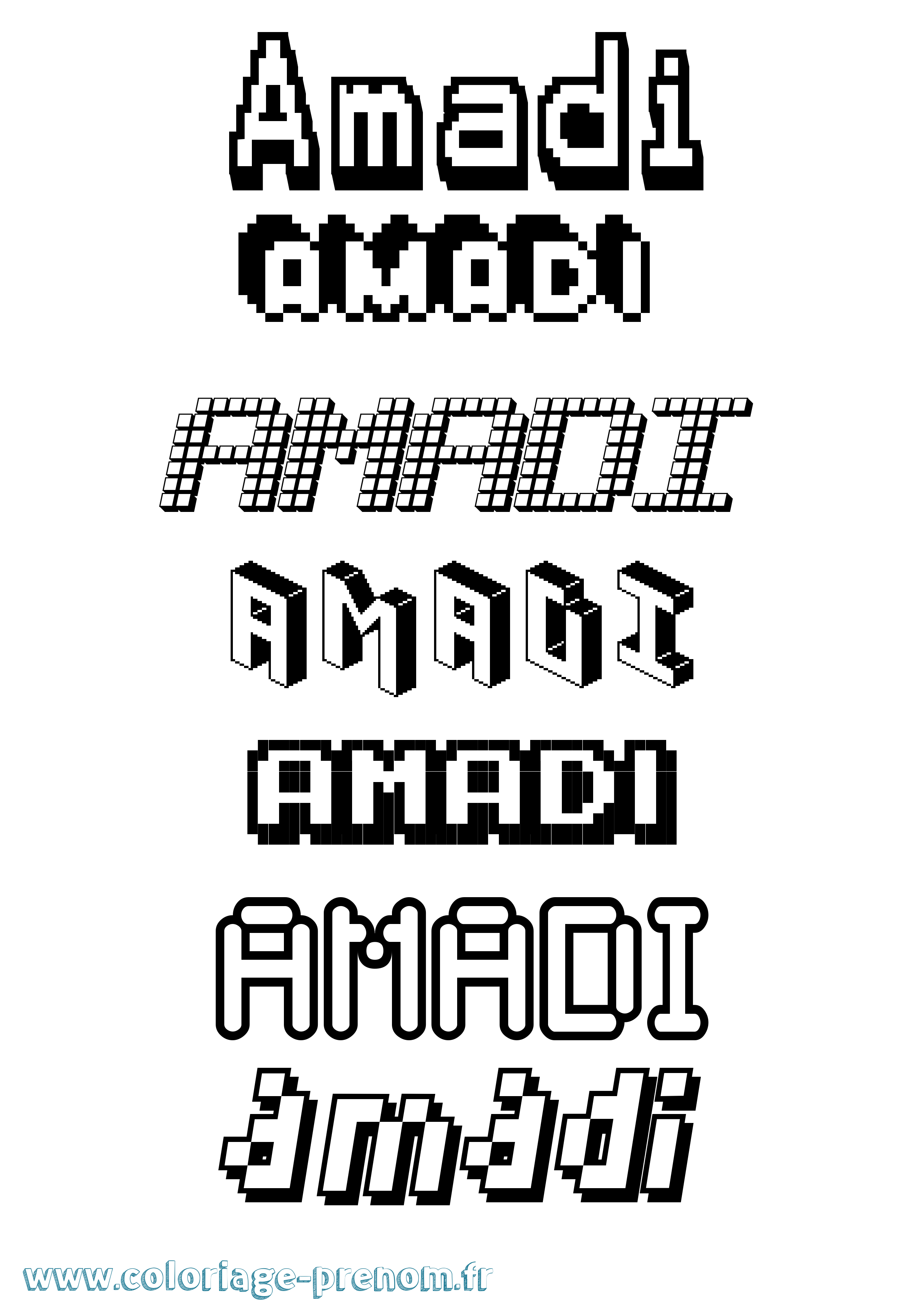 Coloriage prénom Amadi Pixel