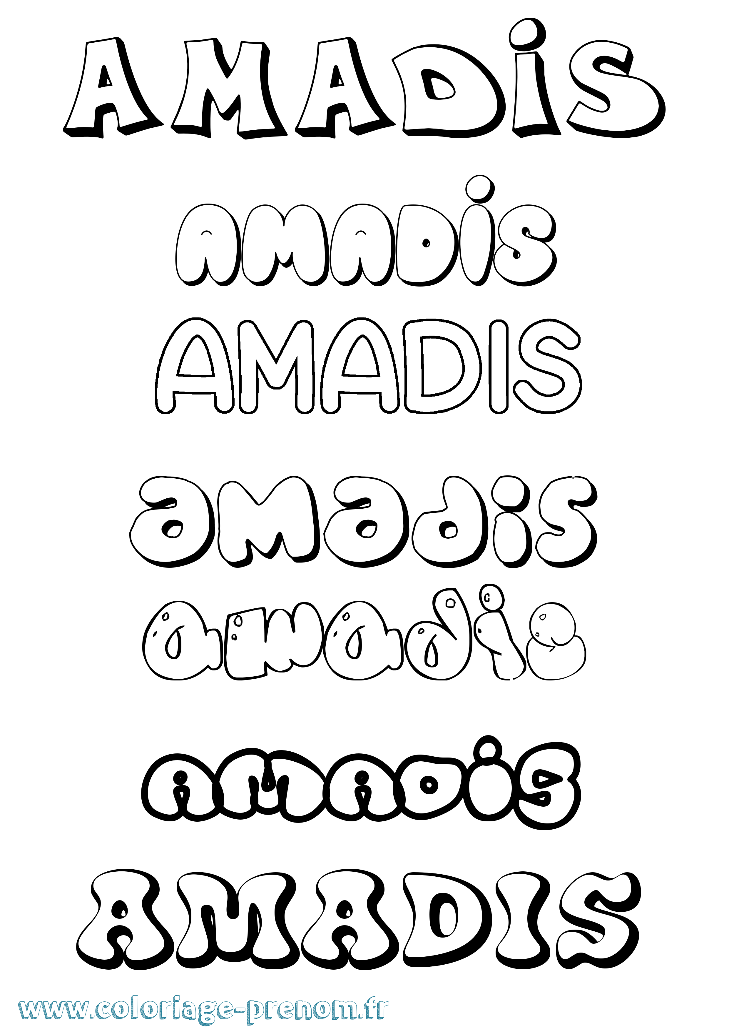 Coloriage prénom Amadis Bubble