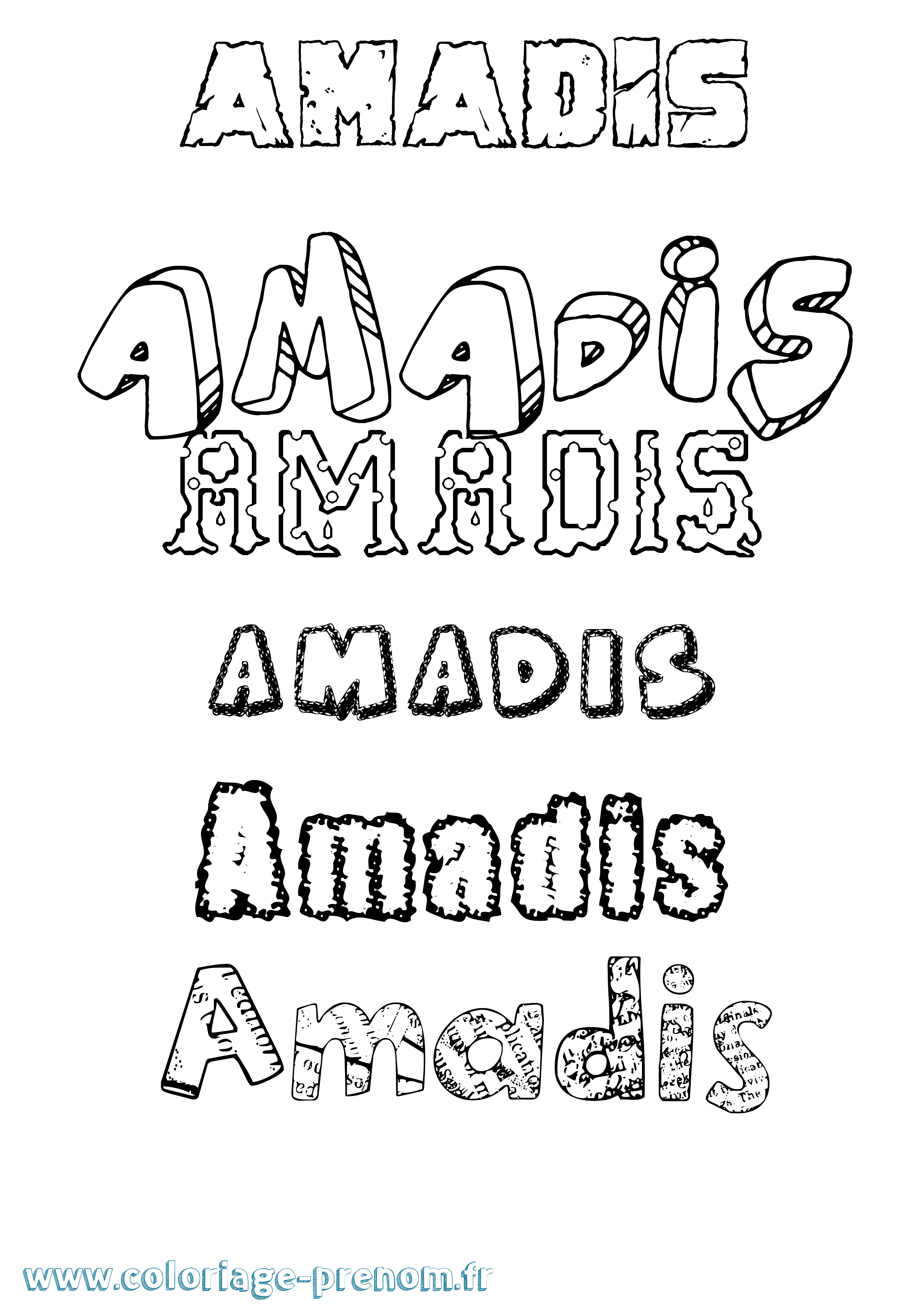 Coloriage prénom Amadis Destructuré