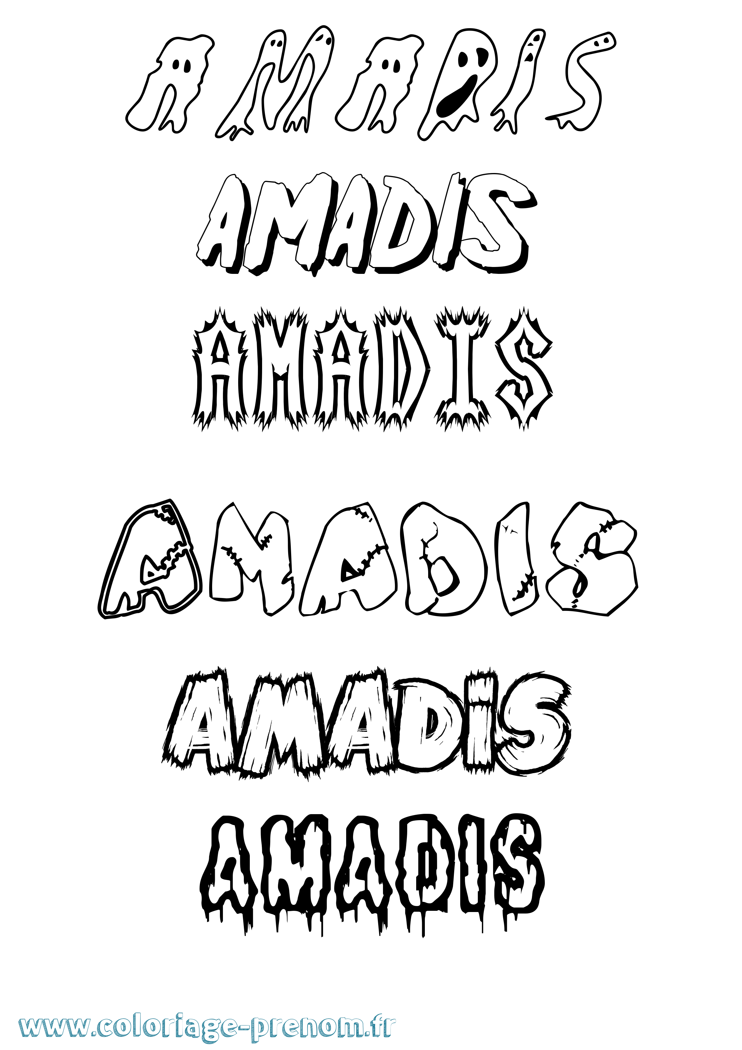 Coloriage prénom Amadis Frisson