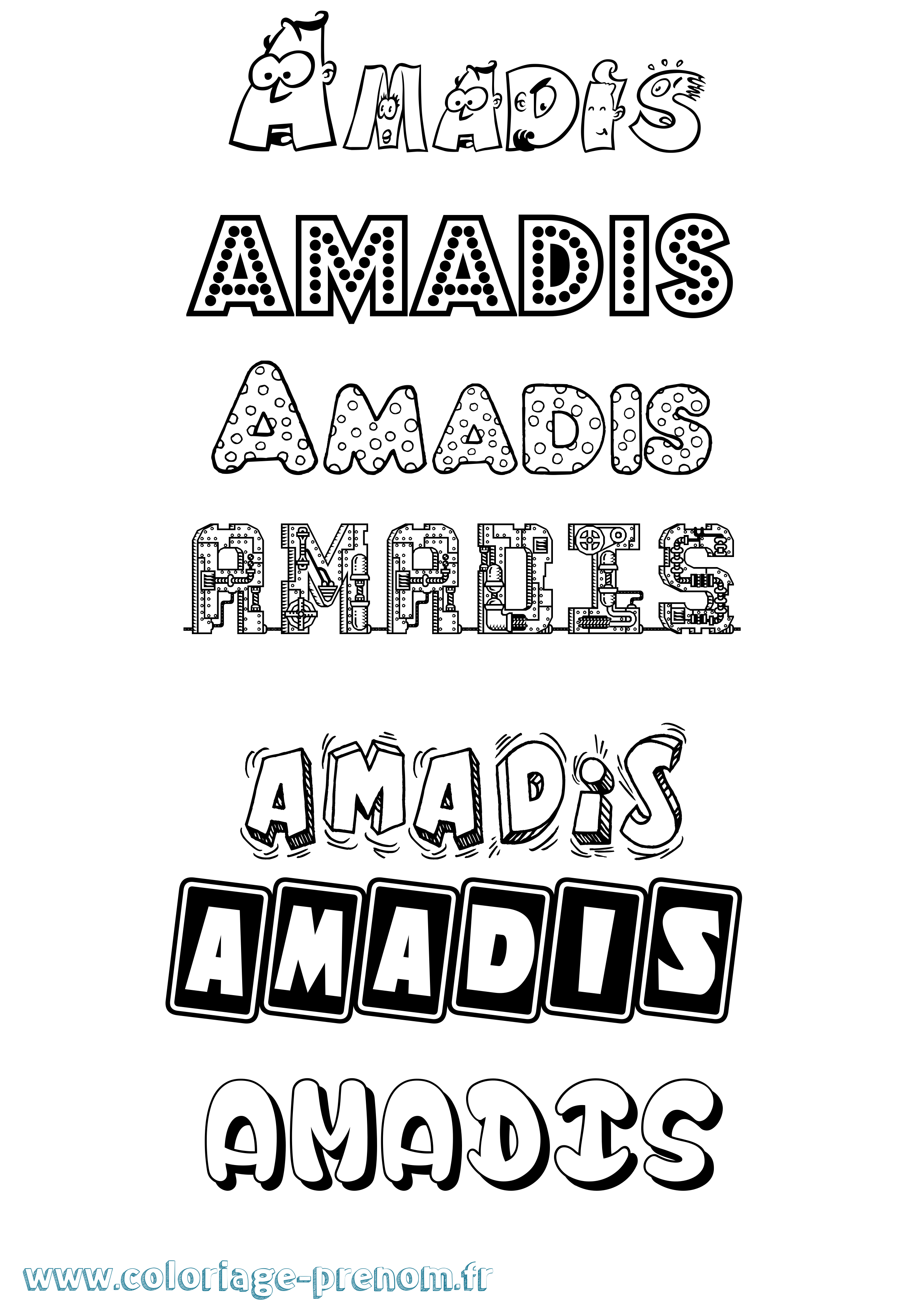 Coloriage prénom Amadis Fun