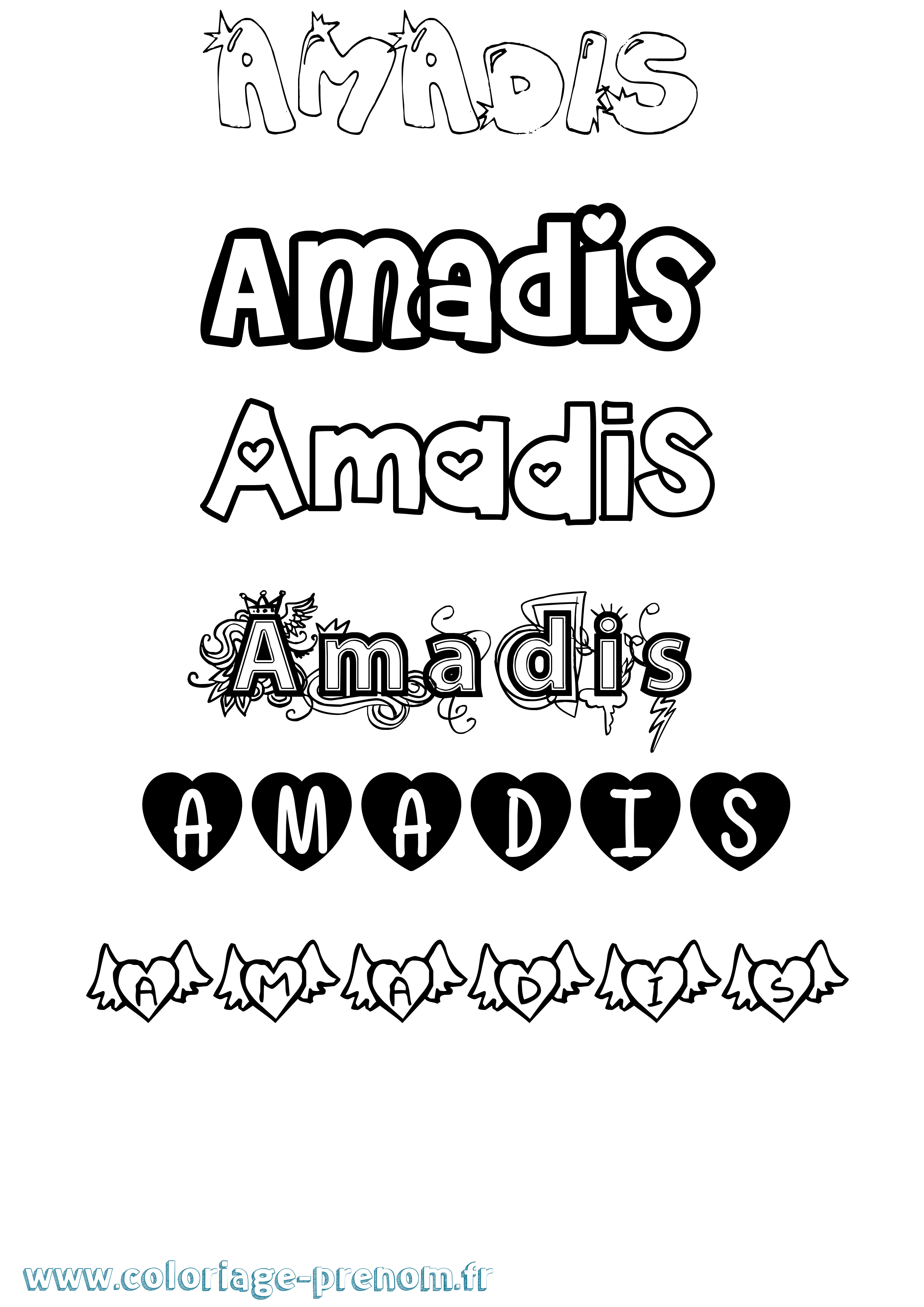 Coloriage prénom Amadis Girly