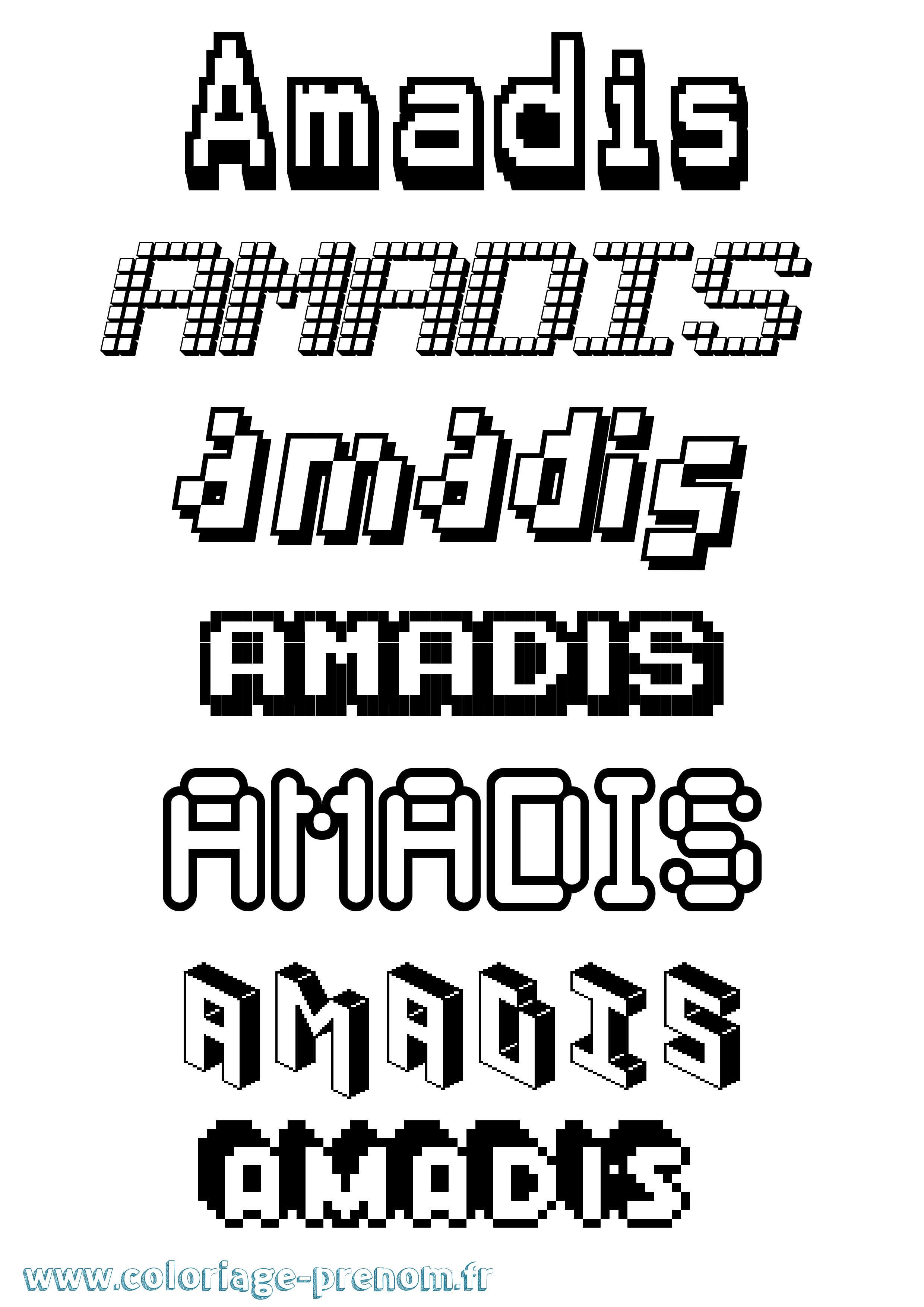 Coloriage prénom Amadis Pixel