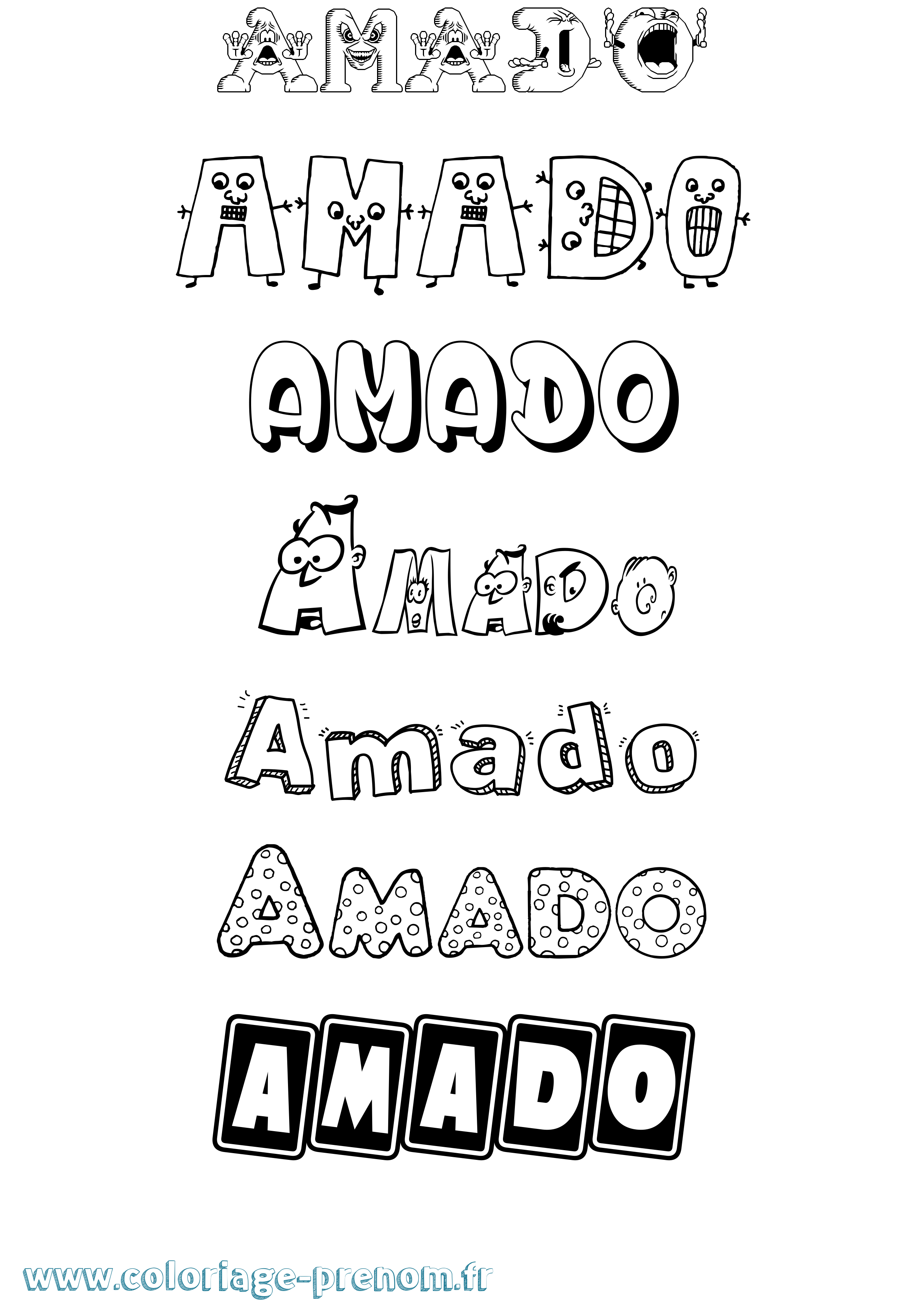 Coloriage prénom Amado Fun
