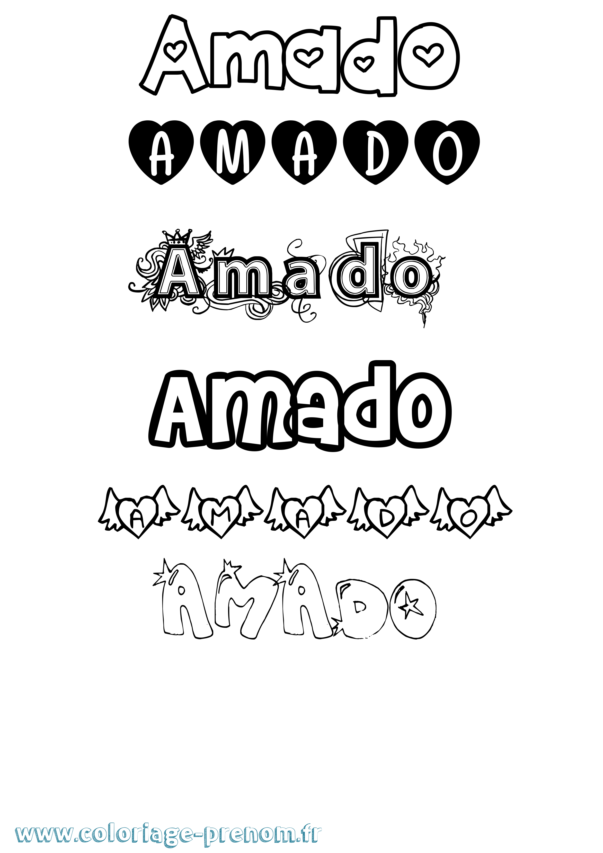 Coloriage prénom Amado Girly