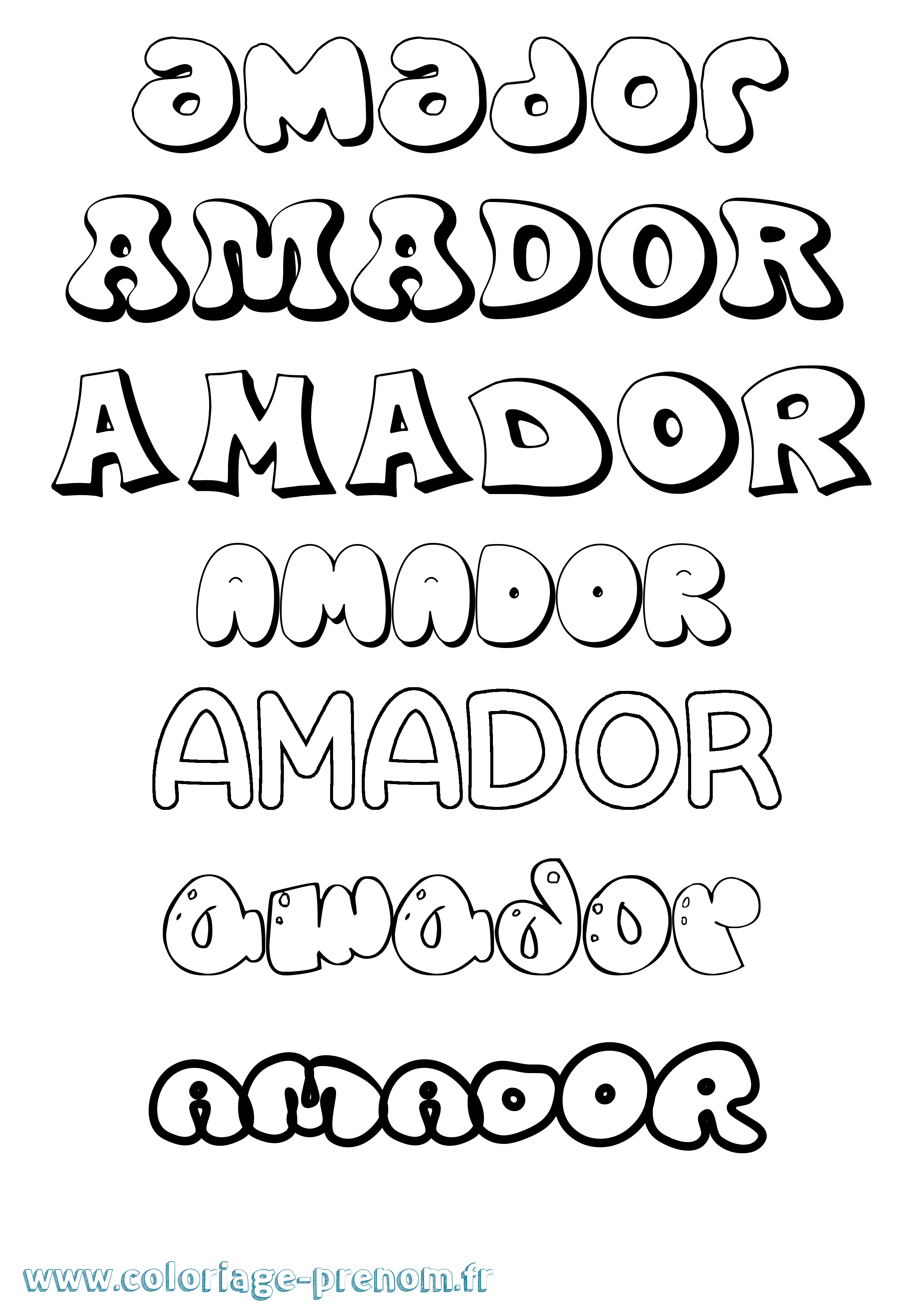Coloriage prénom Amador Bubble