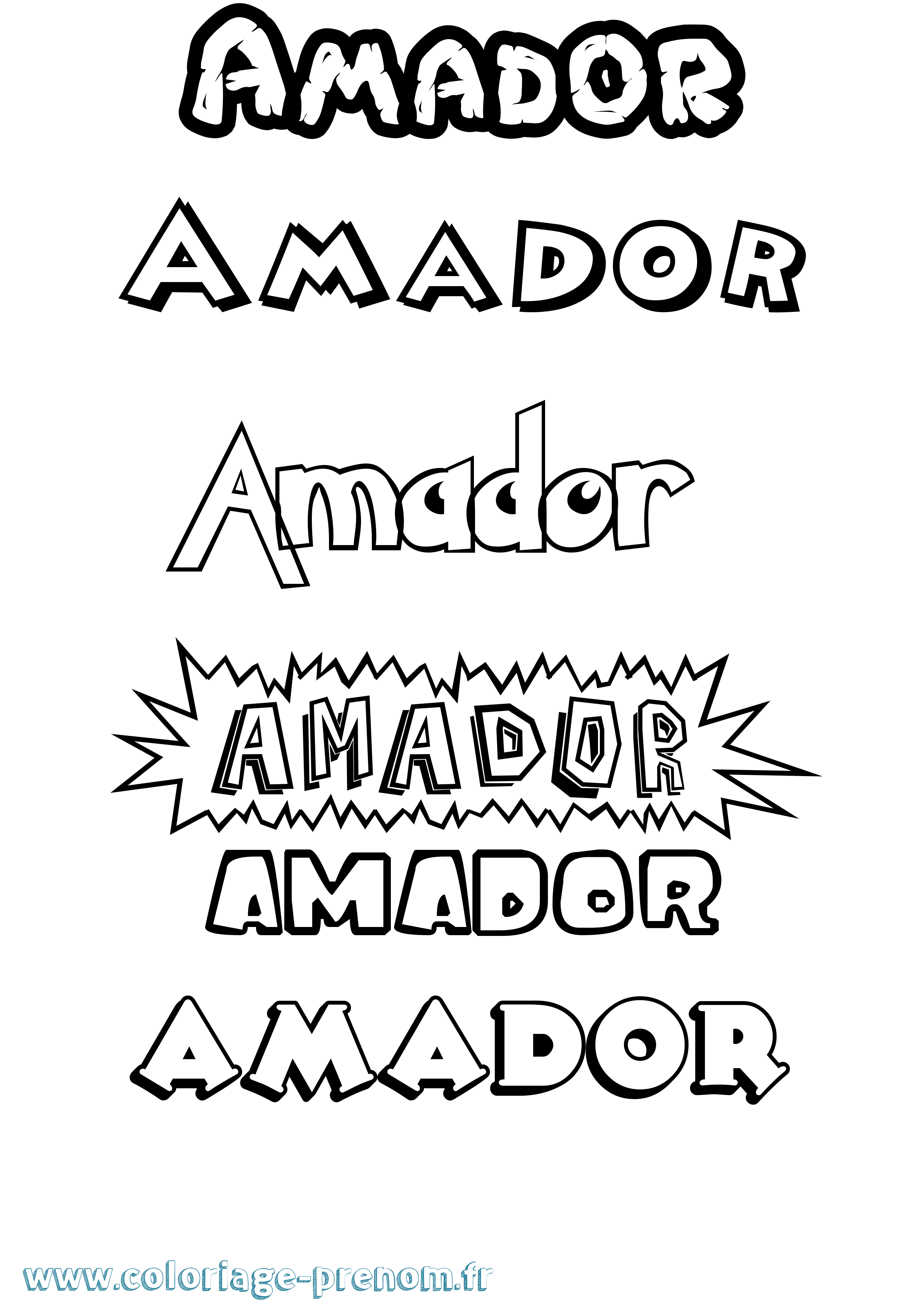 Coloriage prénom Amador Dessin Animé