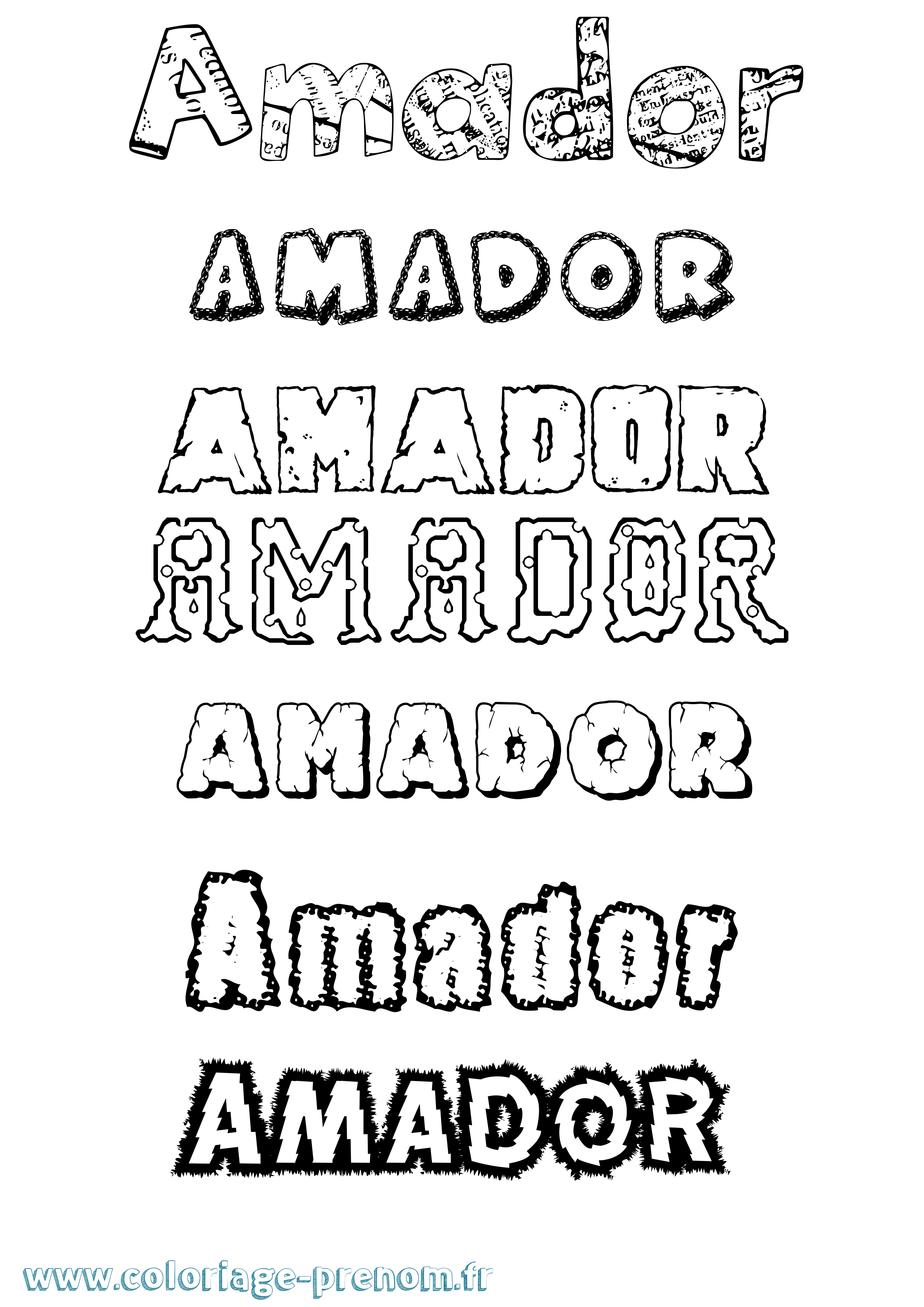Coloriage prénom Amador Destructuré