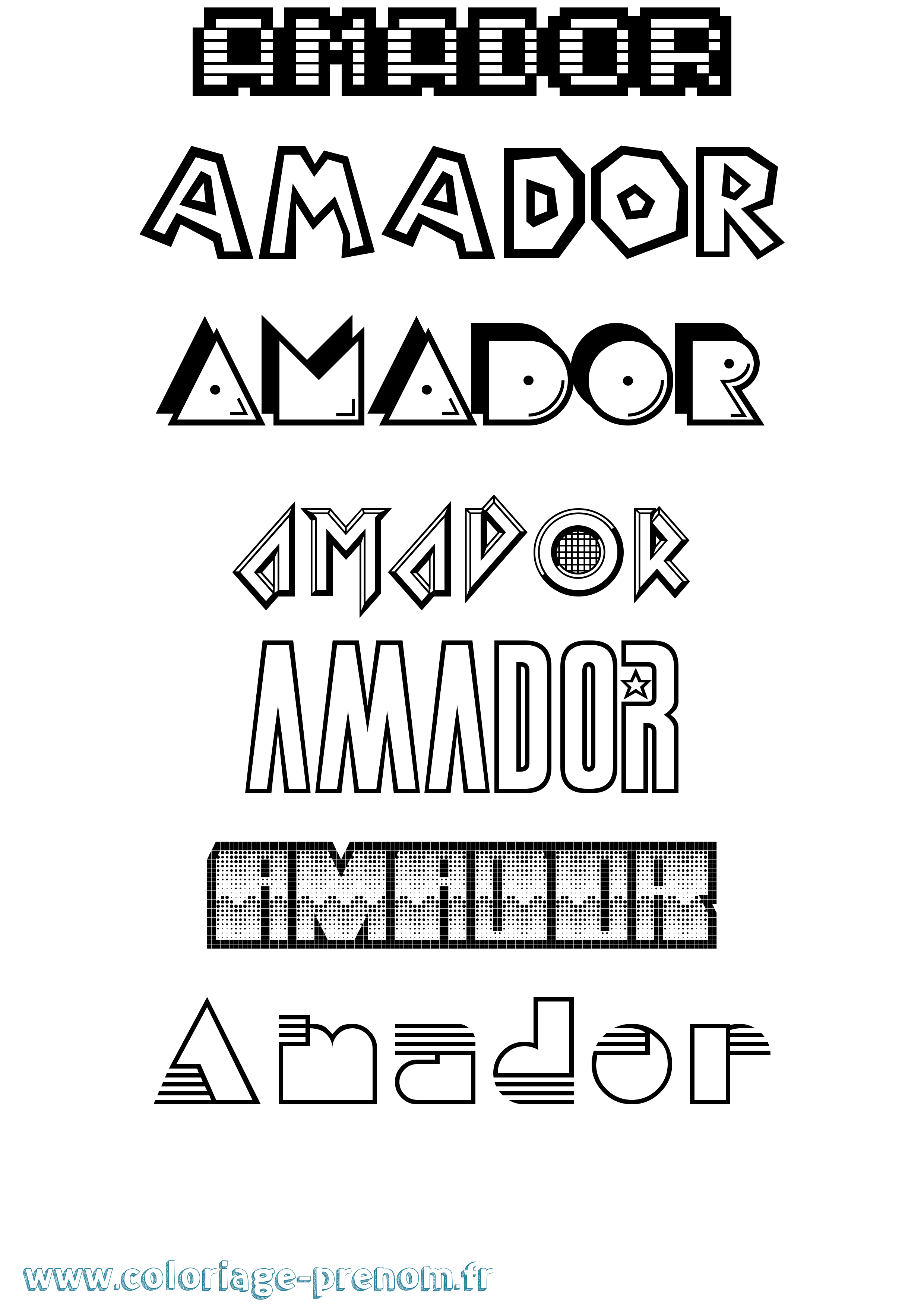 Coloriage prénom Amador Jeux Vidéos