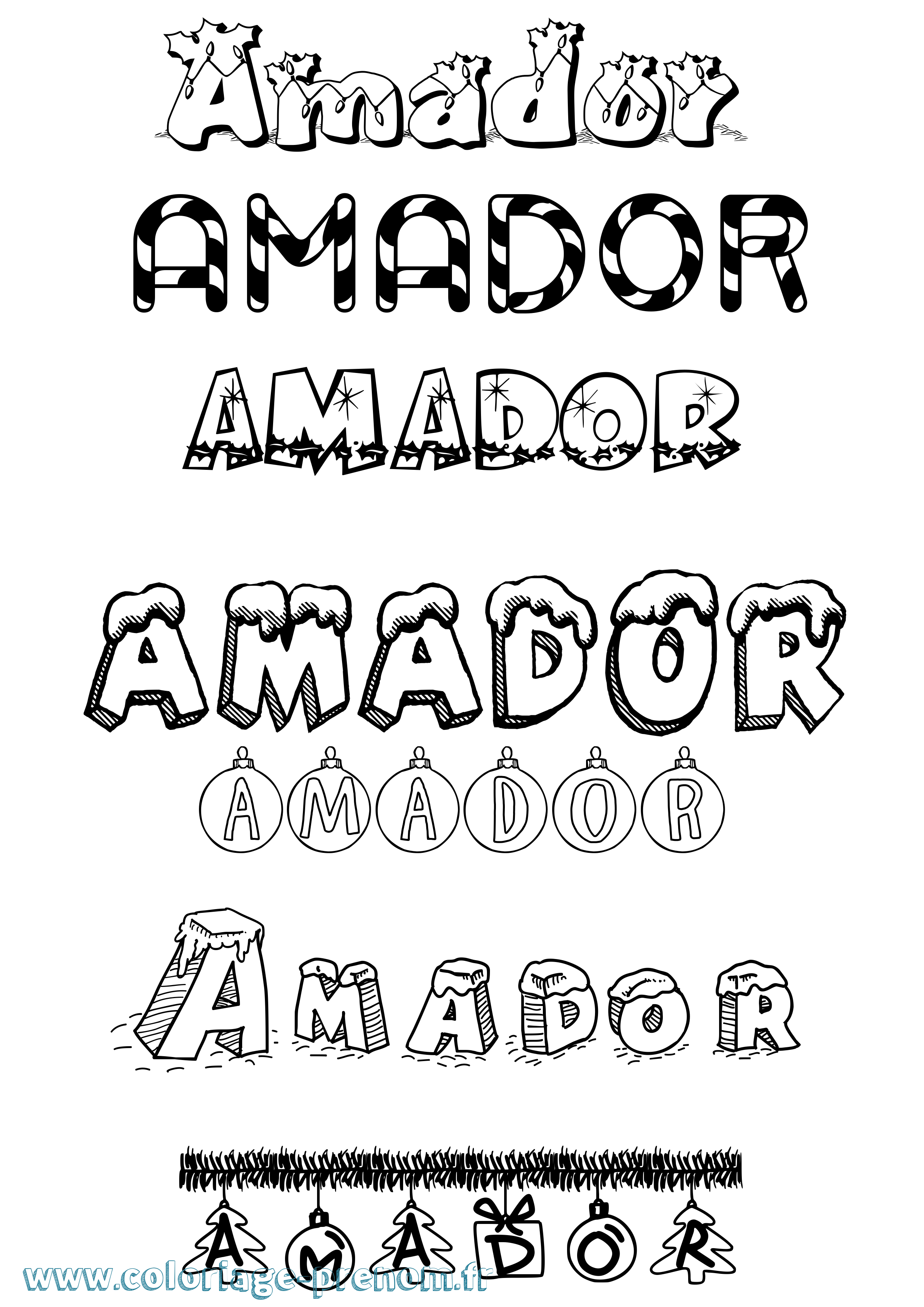 Coloriage prénom Amador Noël