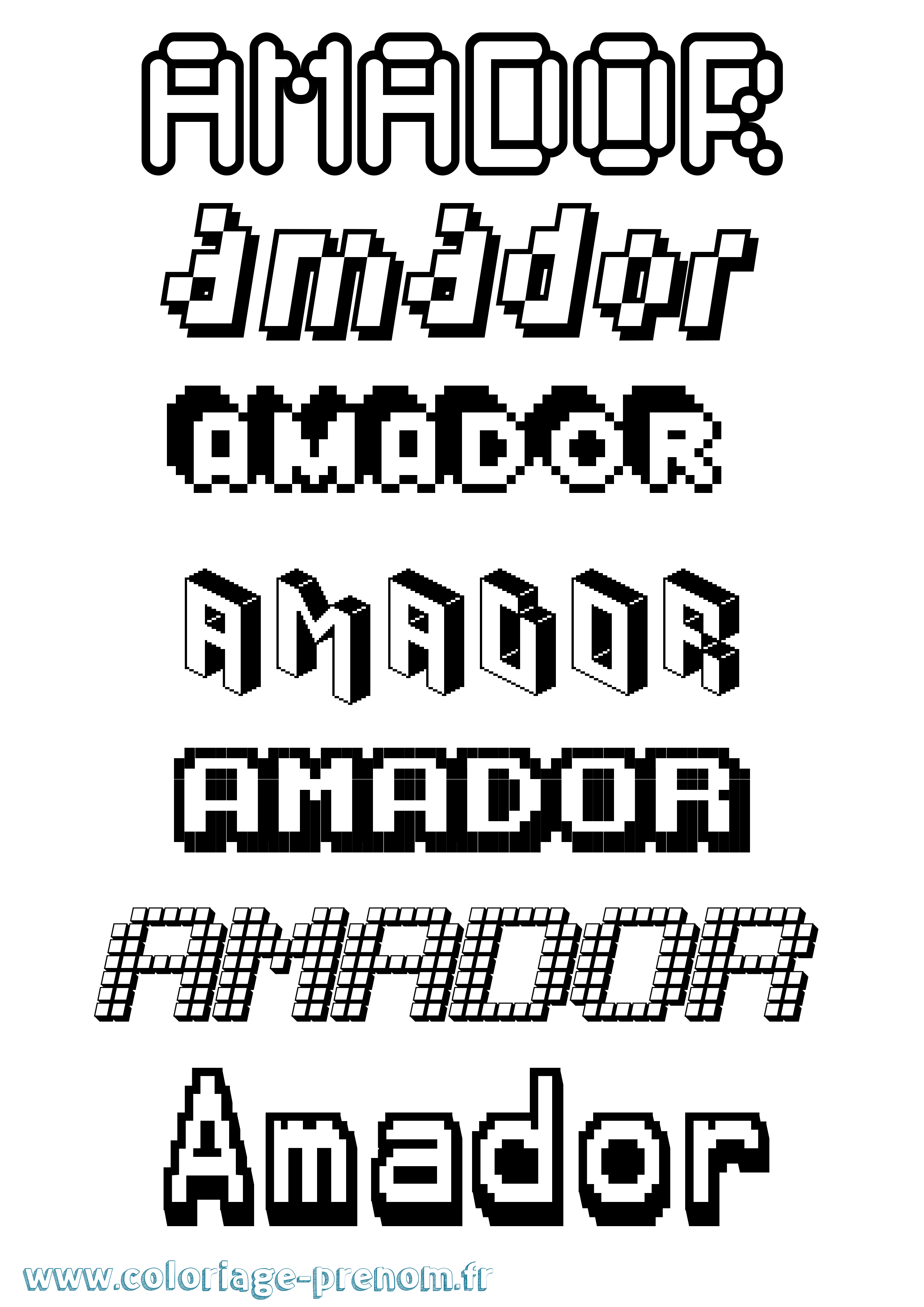 Coloriage prénom Amador Pixel