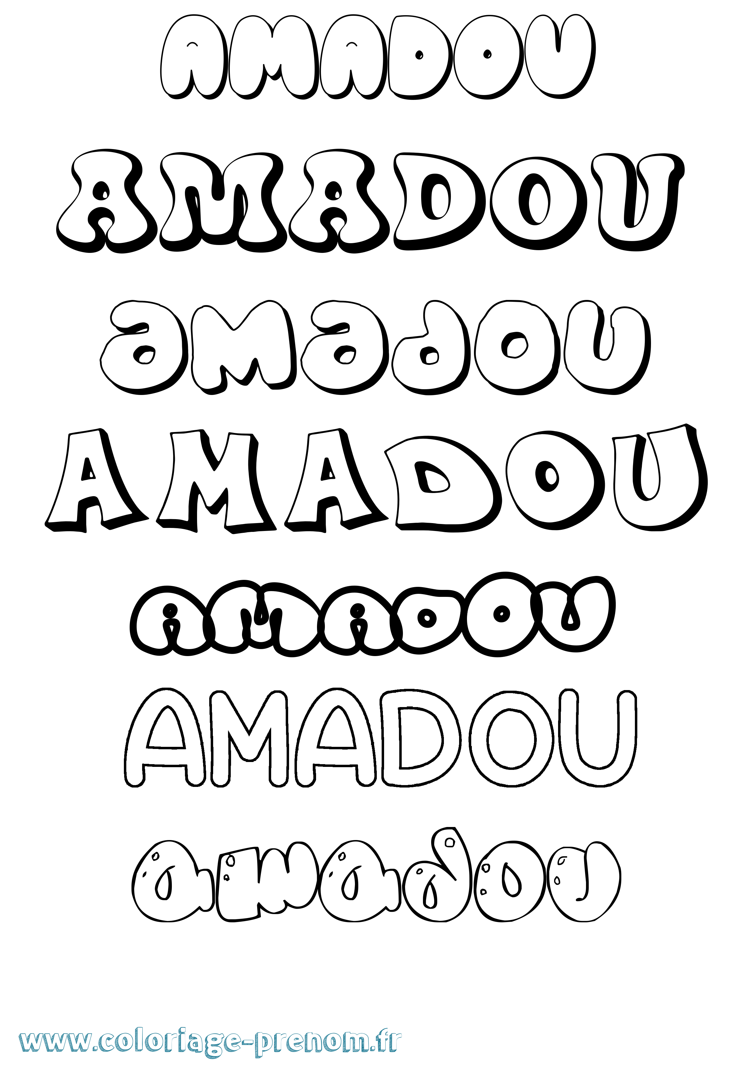 Coloriage prénom Amadou Bubble