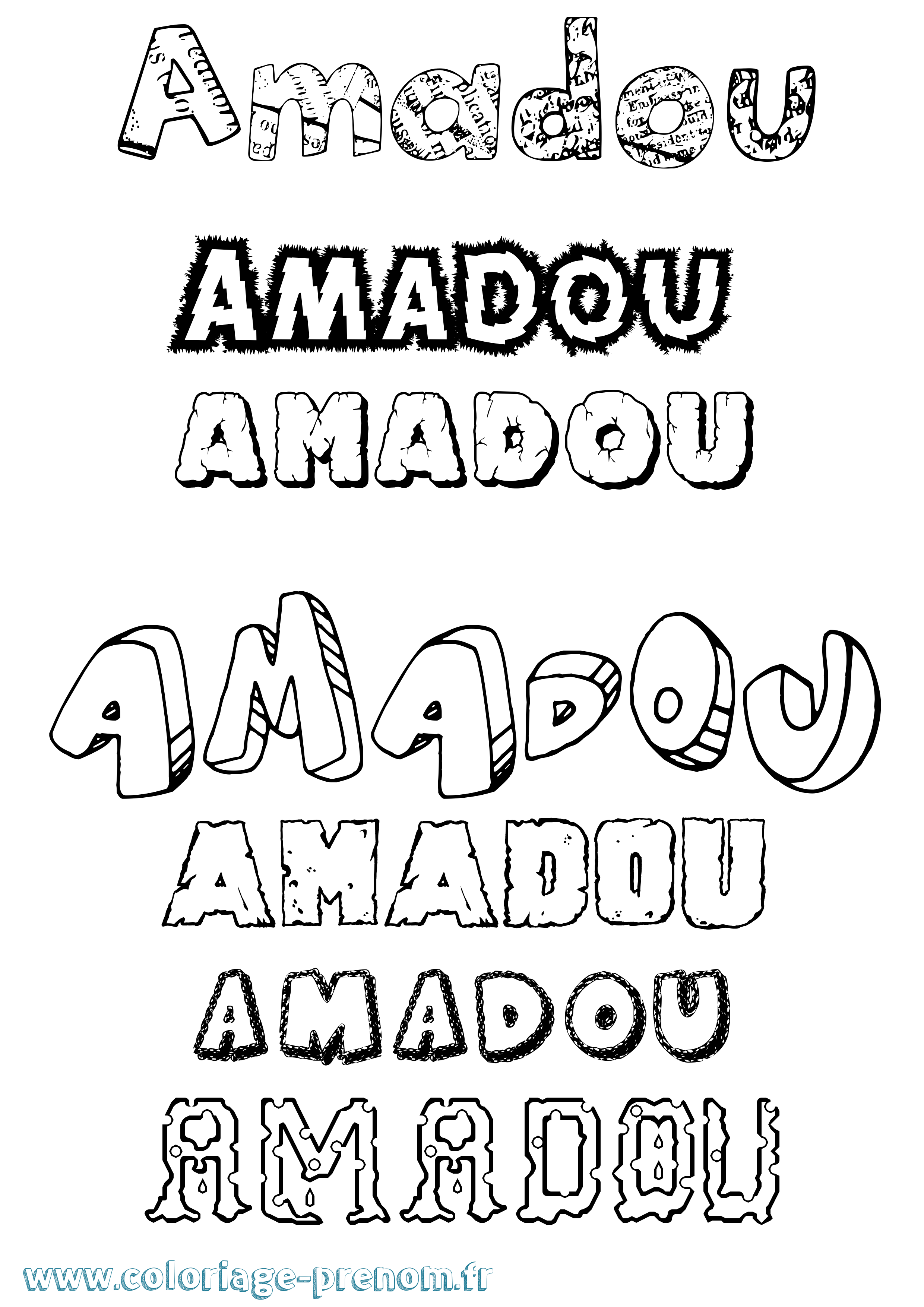 Coloriage prénom Amadou Destructuré
