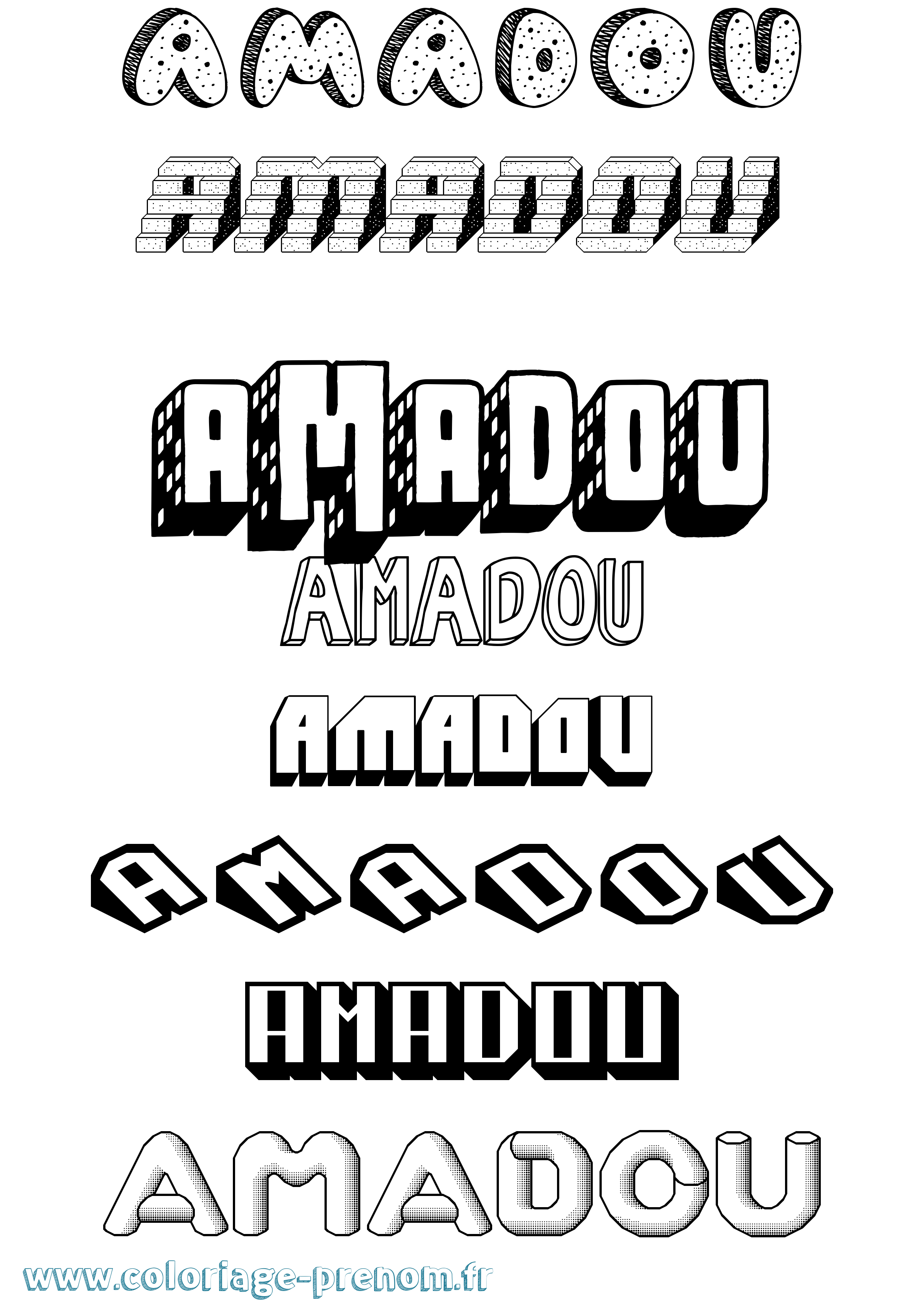 Coloriage prénom Amadou Effet 3D