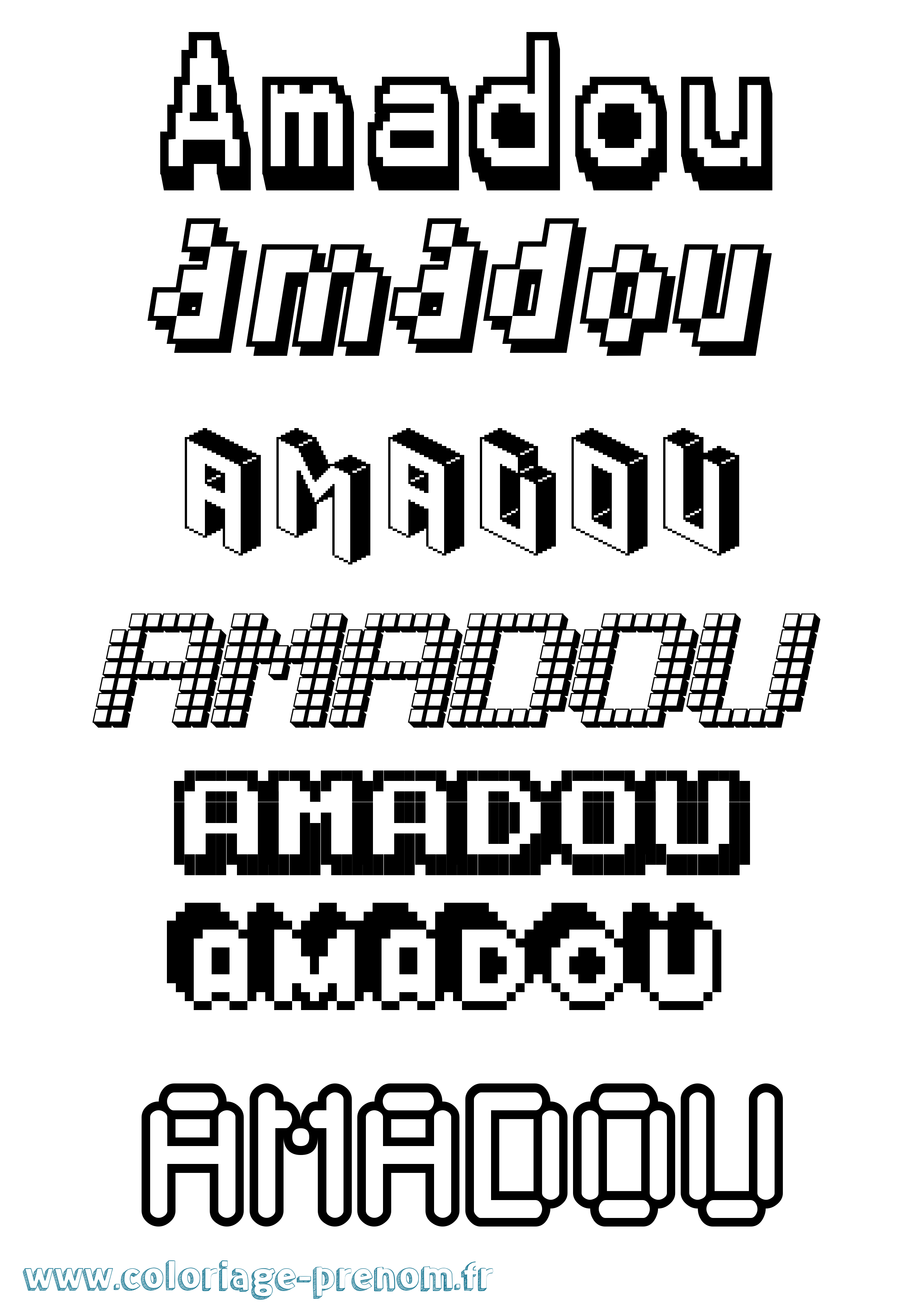 Coloriage prénom Amadou Pixel
