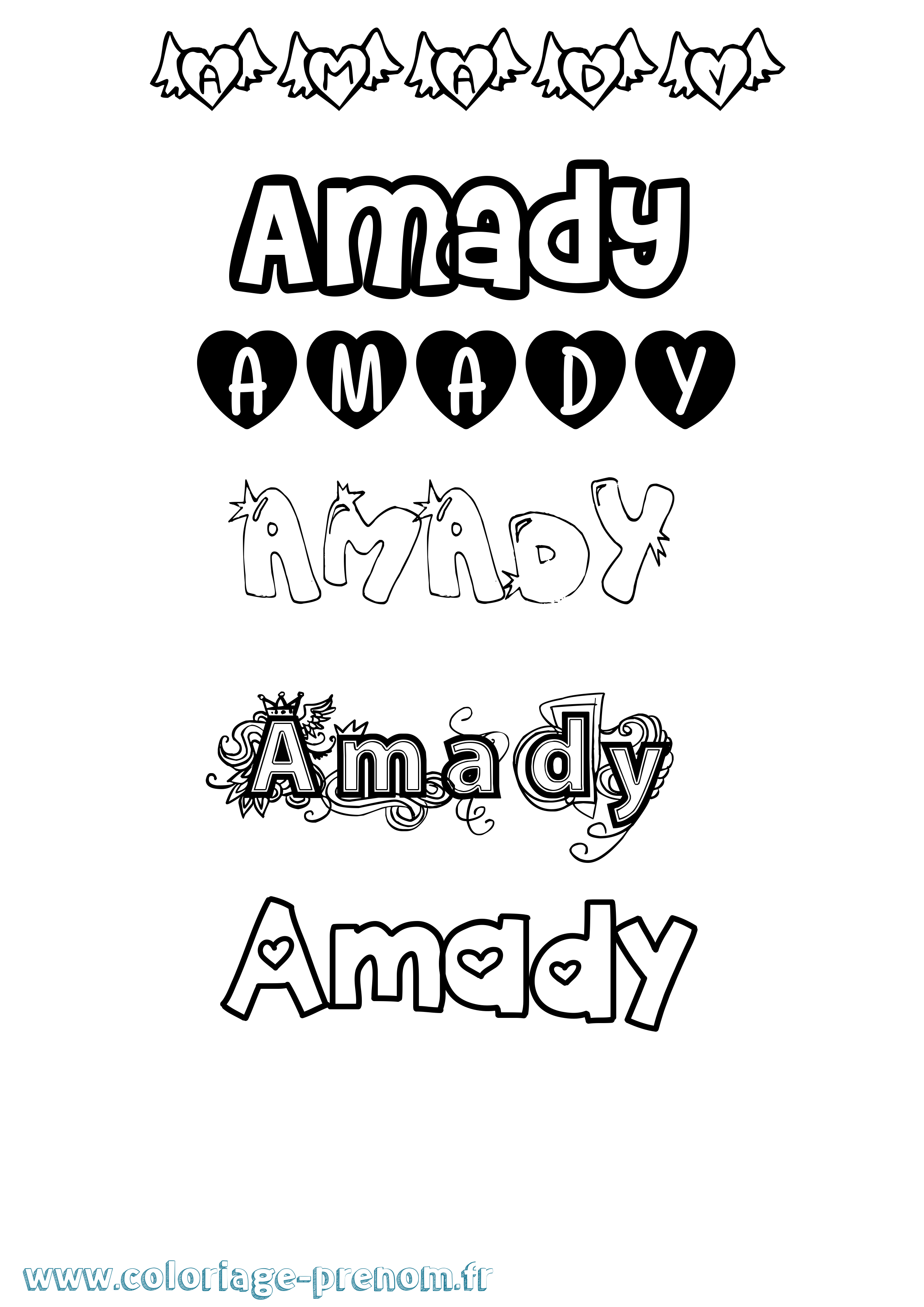 Coloriage Amady Girly Coloriage prénom Amady Girly