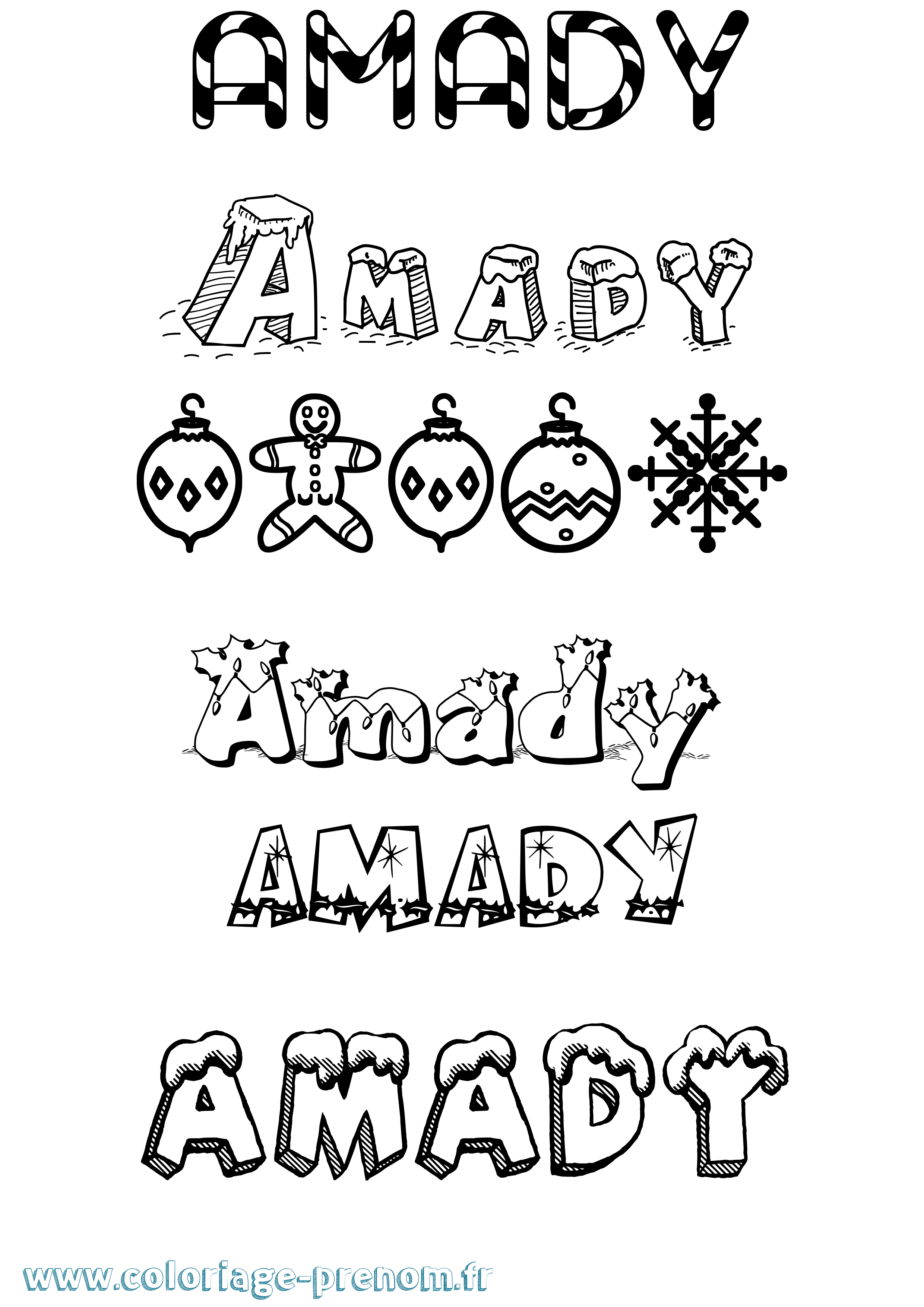 Coloriage Amady Noël Coloriage prénom Amady Noël