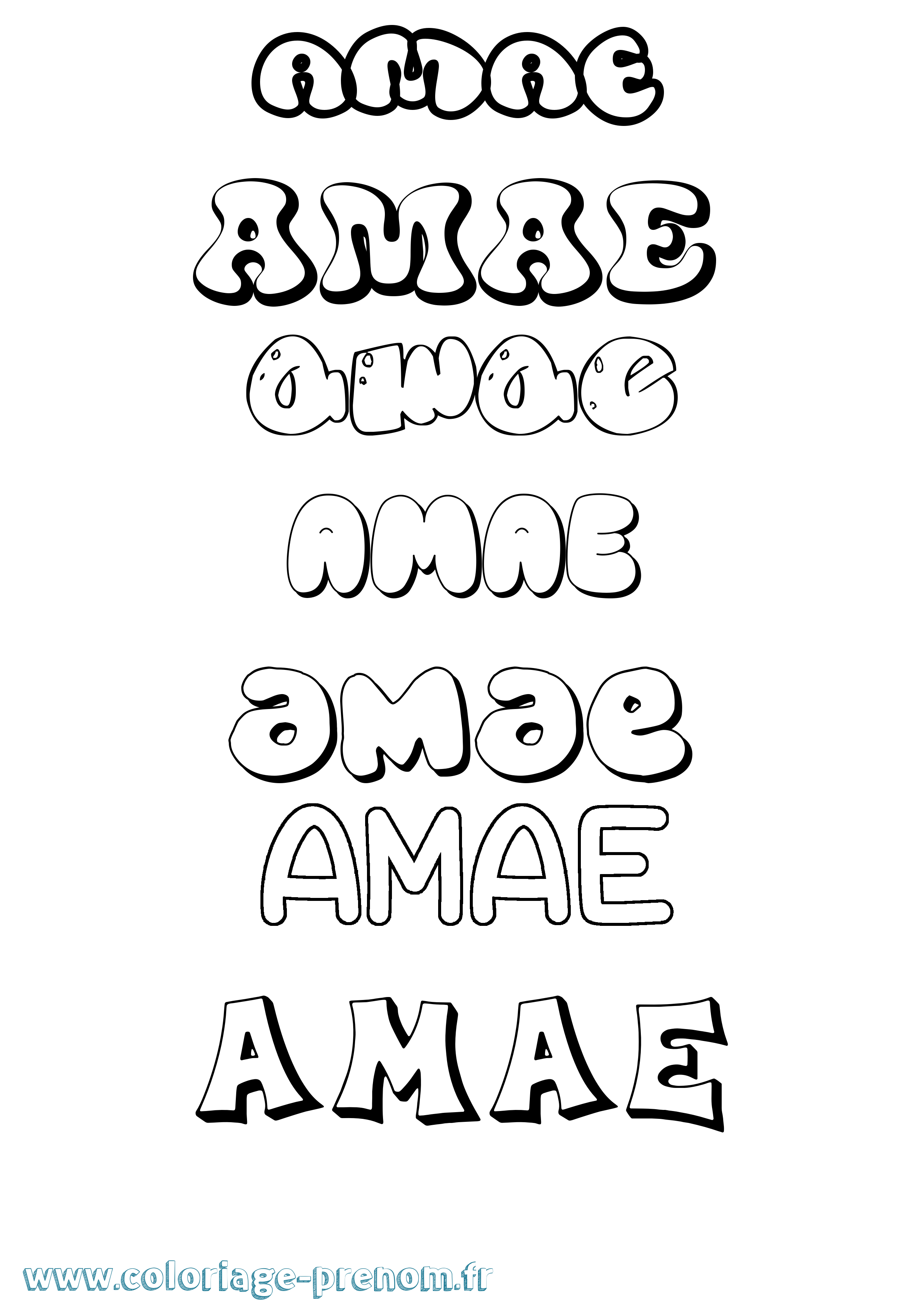 Coloriage prénom Amae Bubble