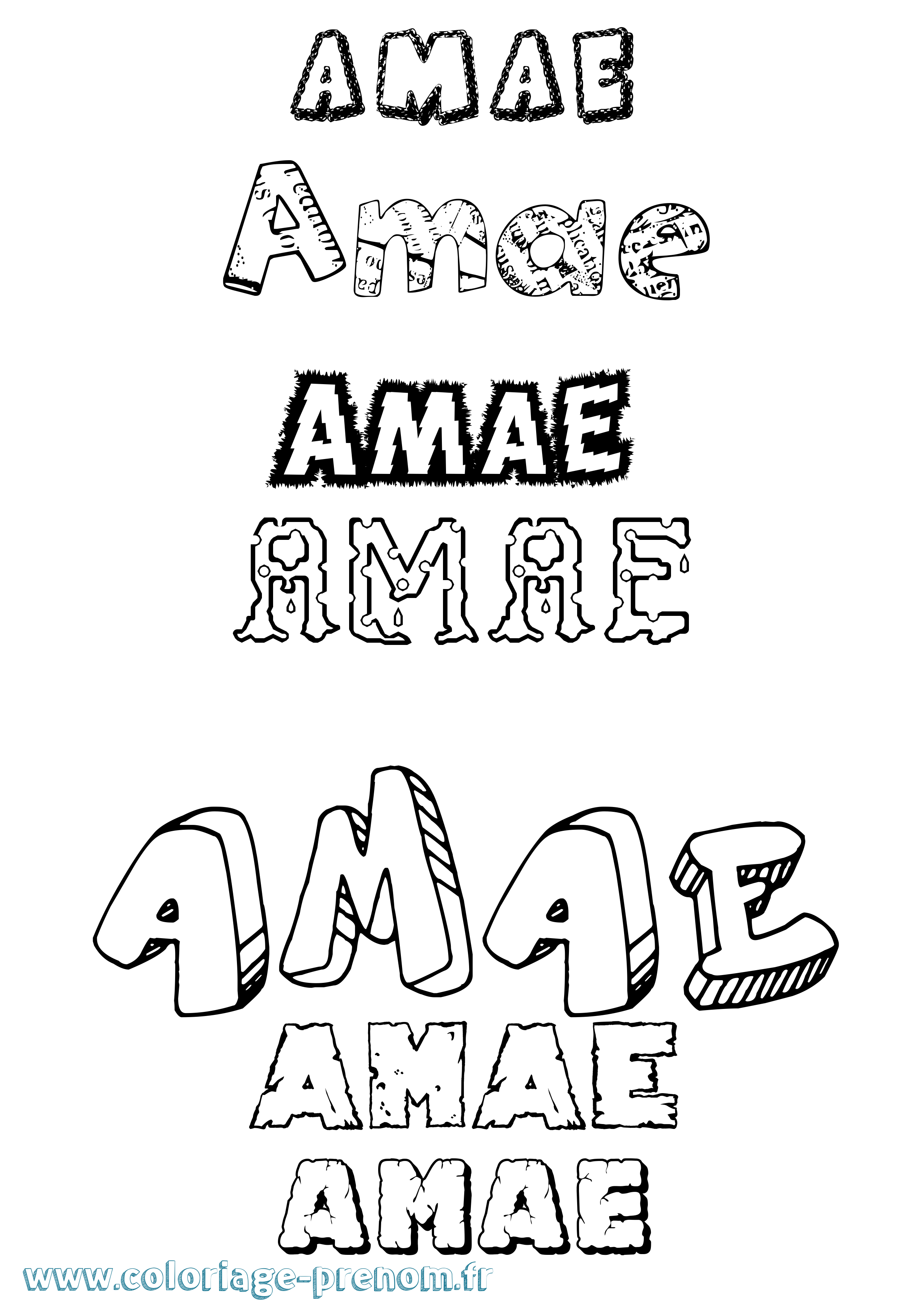 Coloriage prénom Amae Destructuré