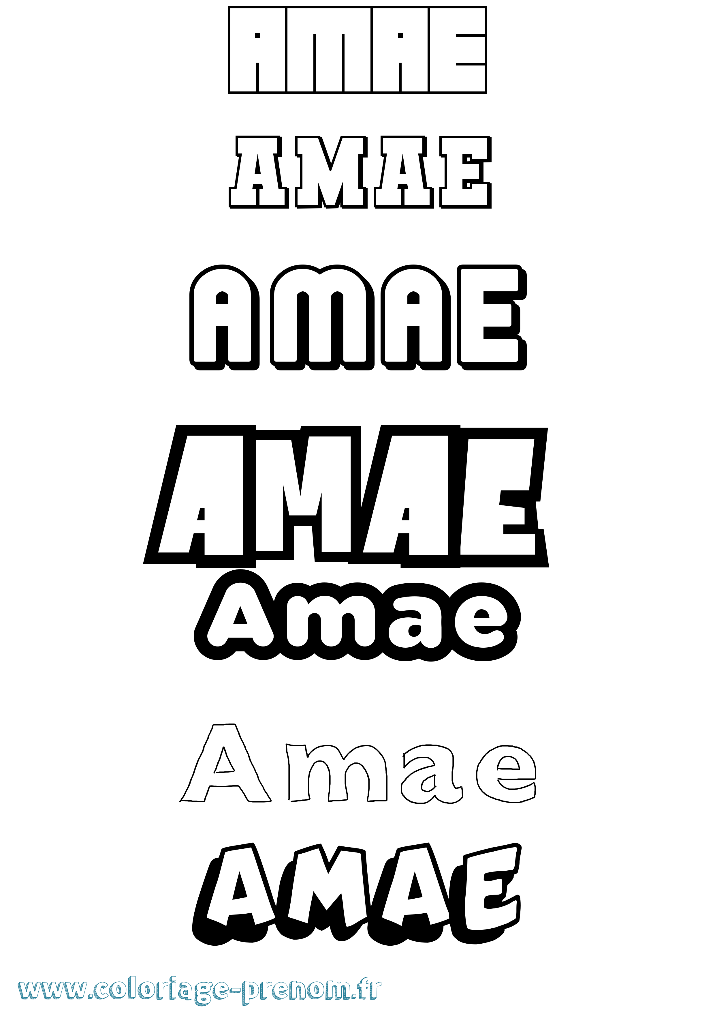 Coloriage prénom Amae Simple