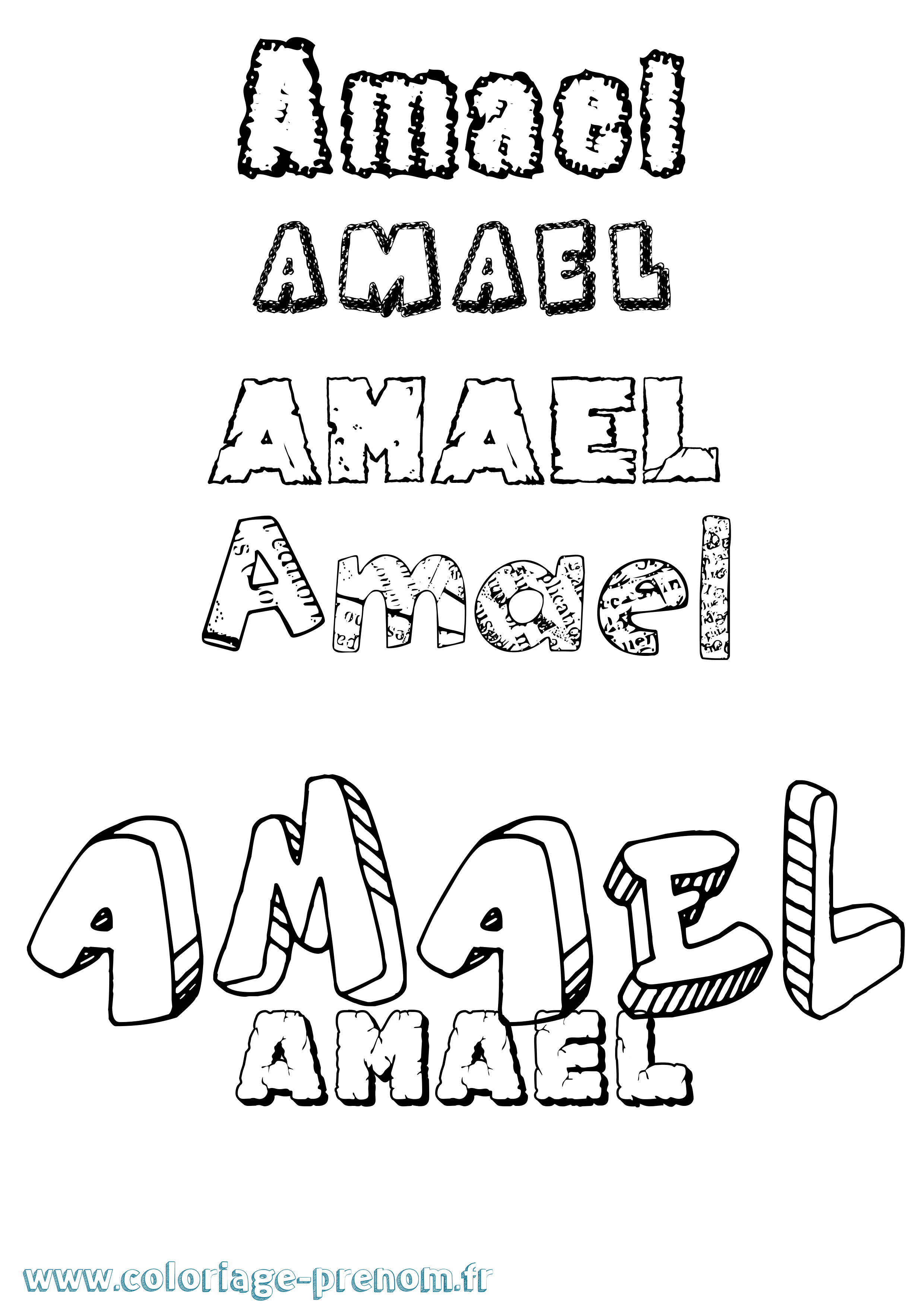 Coloriage prénom Amaël Destructuré